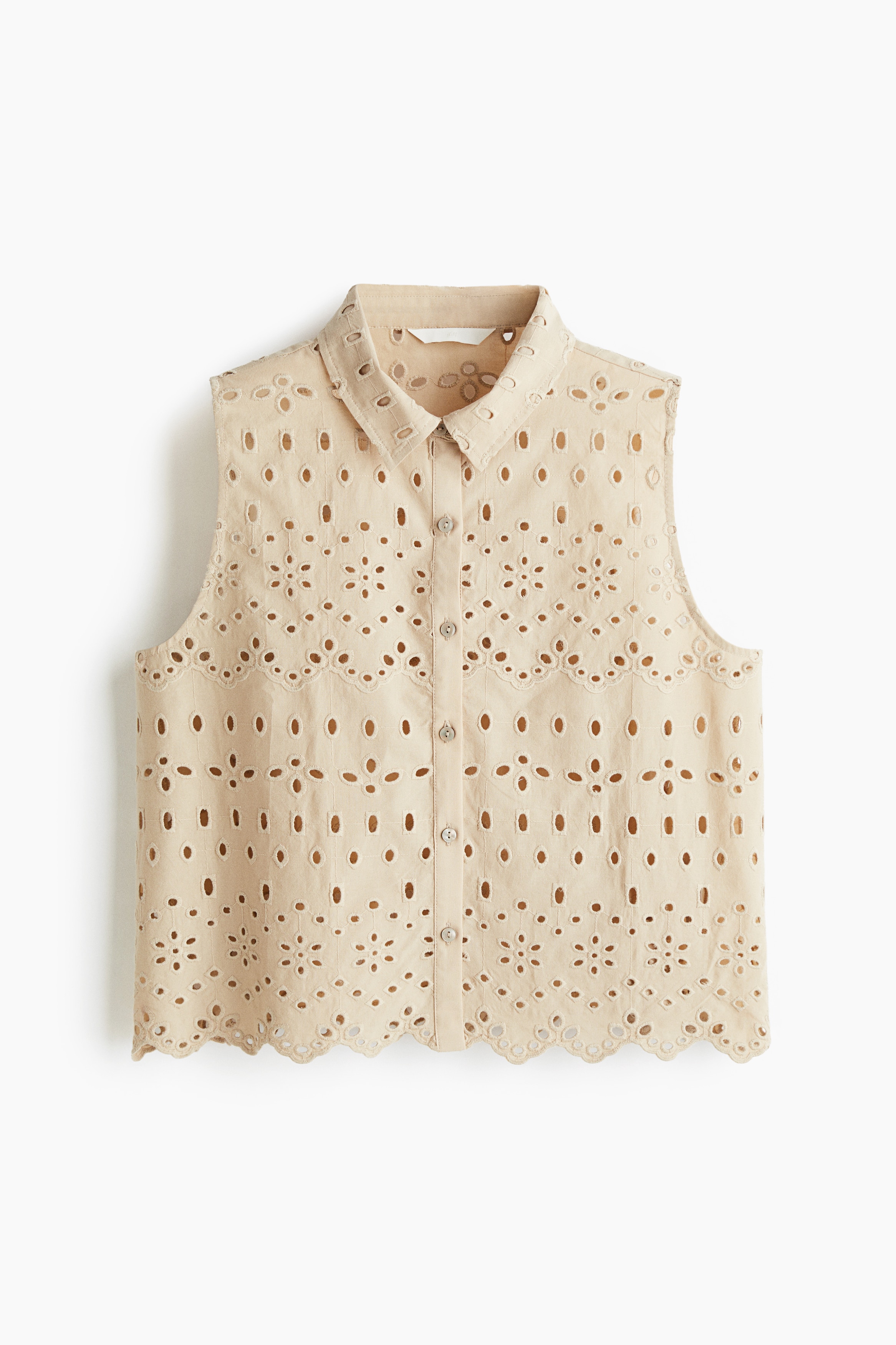 Broderie anglaise shirt - Beige/Powder pink