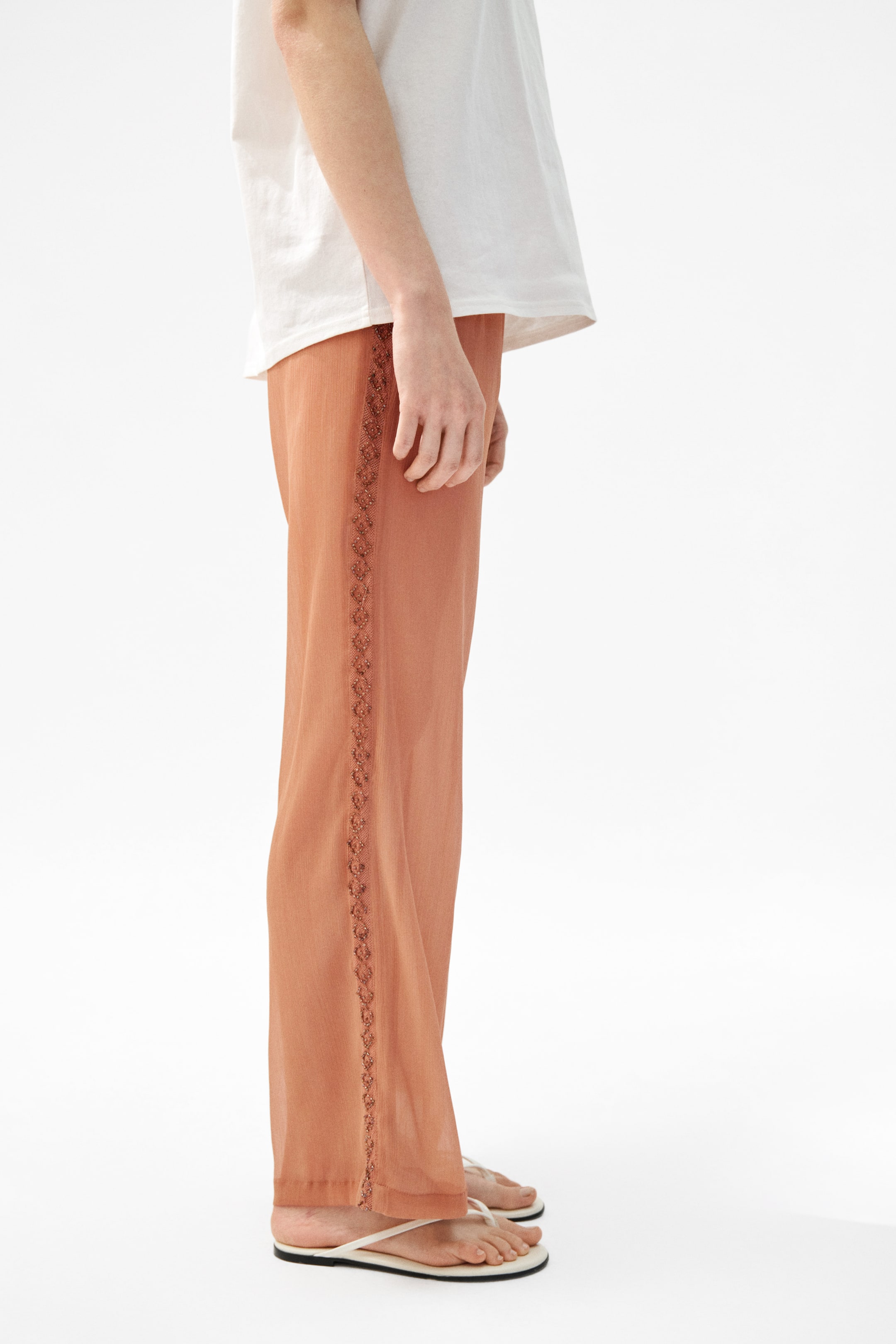Beaded-Detail Pull-On Pants
