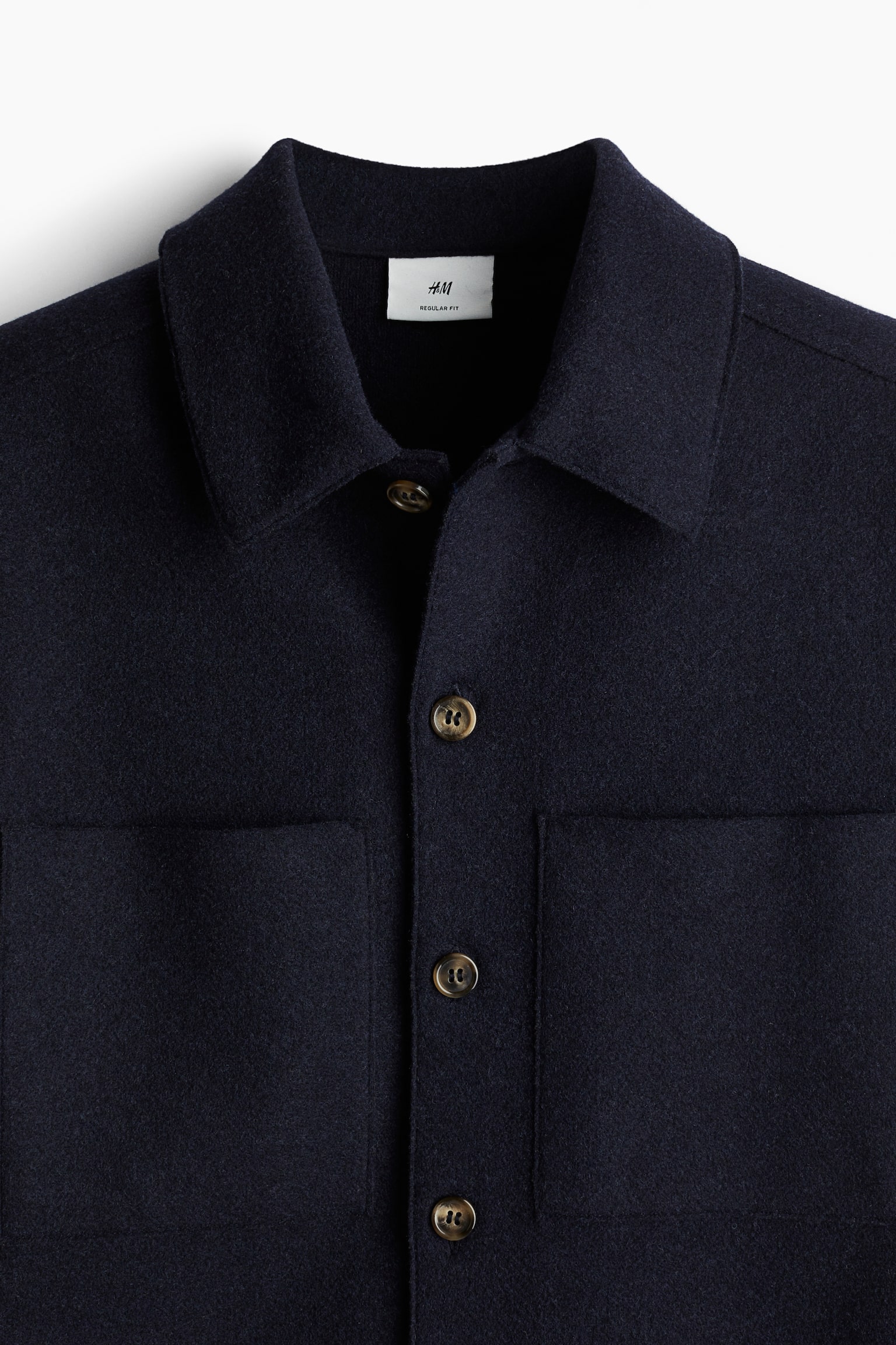 Regular Fit Wool-blend overshirt - Navy blue/Beige/Dark khaki green - 3