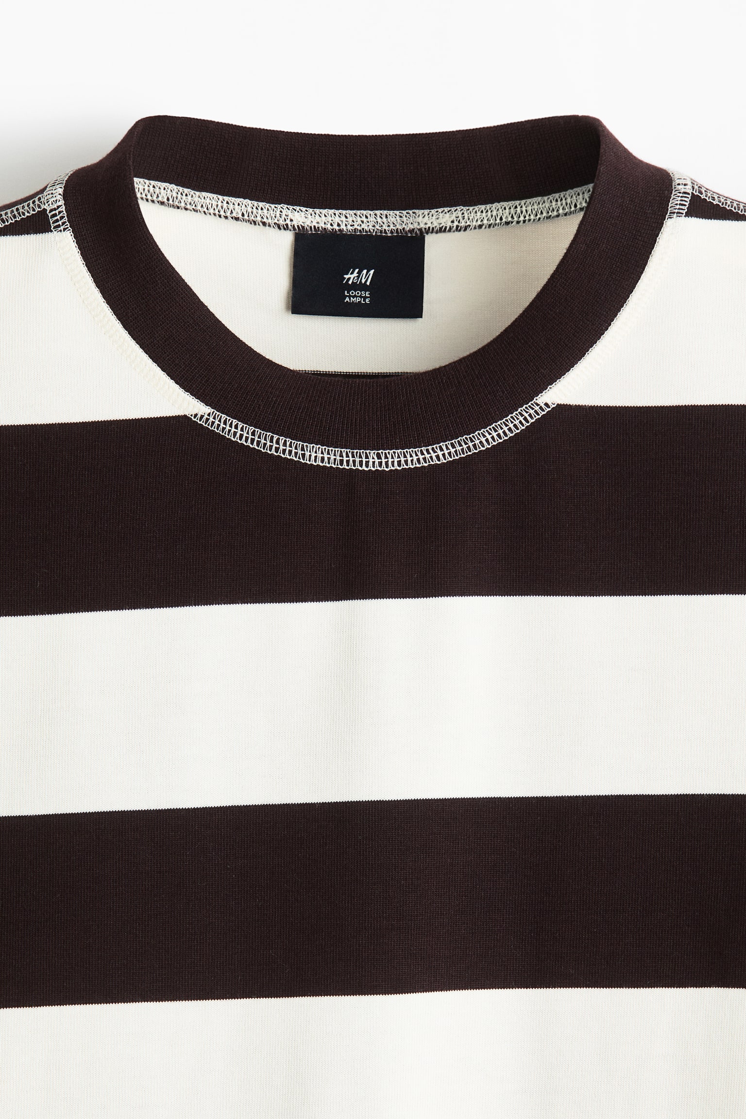 Oversized Fit T-shirt - Dark brown/Striped/Dark green/Striped - 5