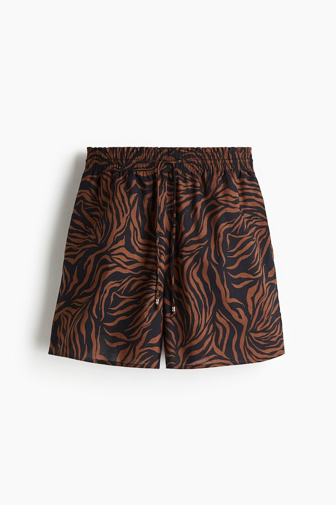 Printed drawstring shorts - Black/Brown patterned - 1
