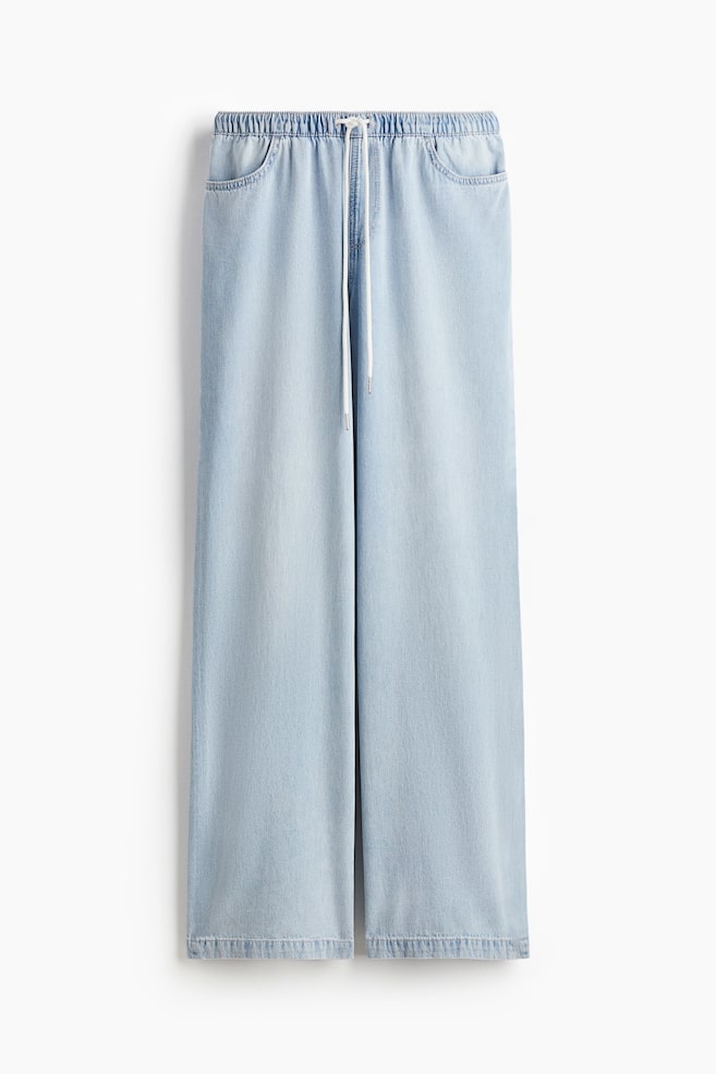 Pantalon en denim avec cordon de serrage - Bleu denim pâle/Bleu denim clair - 1