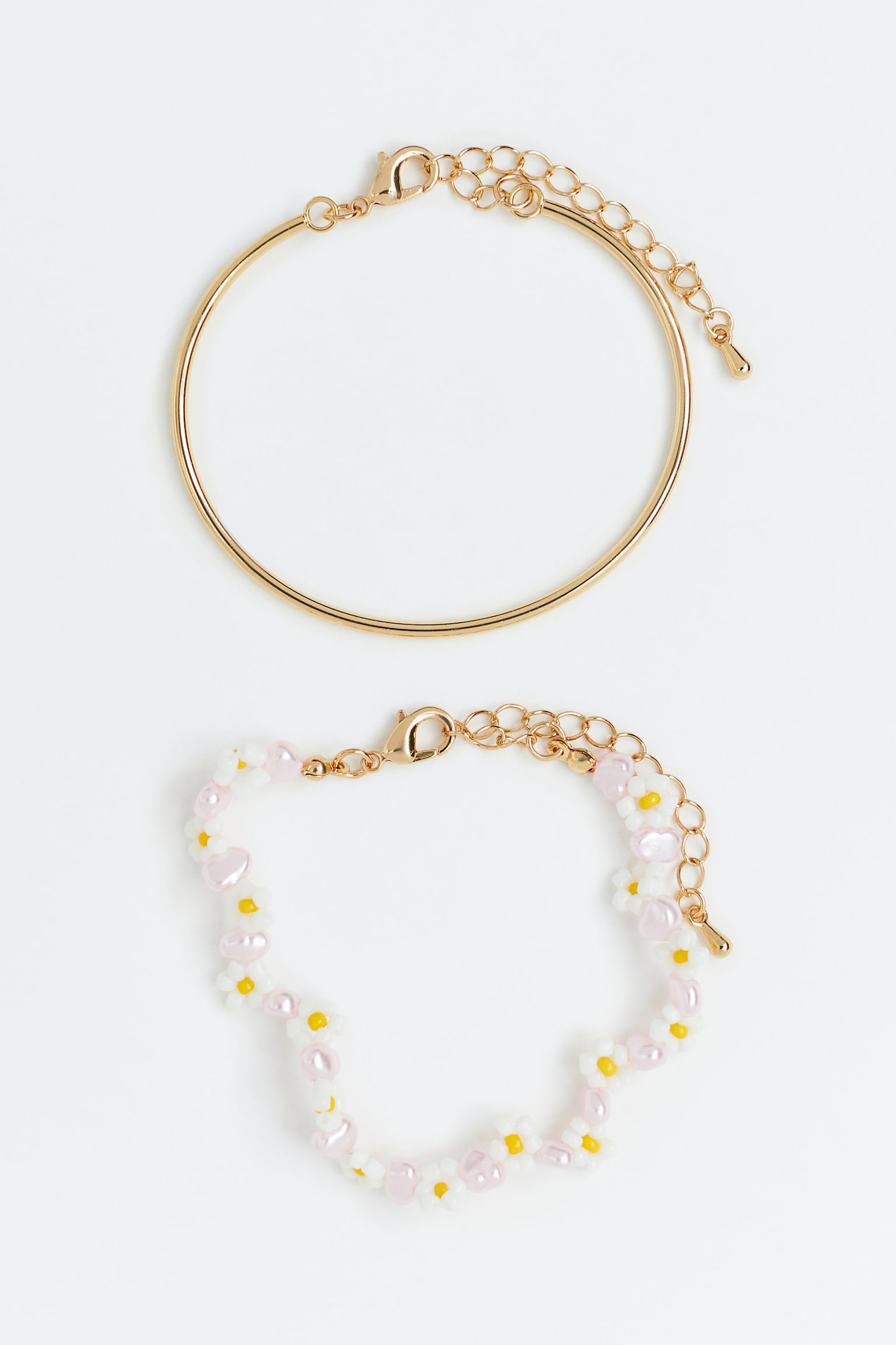 2-pack Bracelets - Gold colour/White/Light pink/Gold colour/White - 1