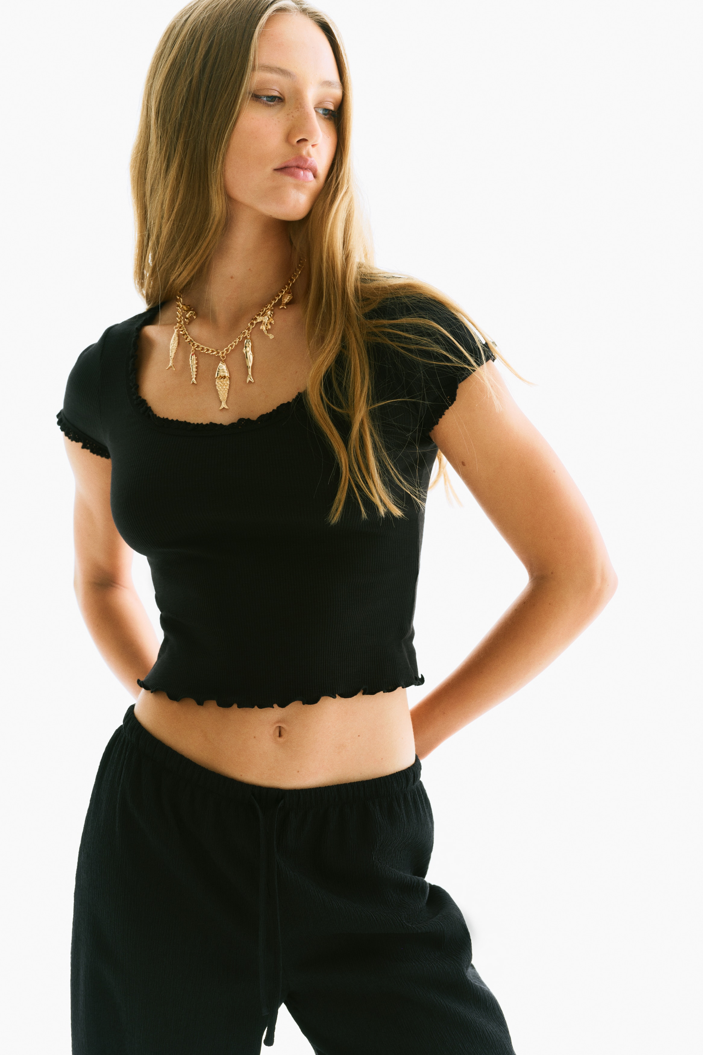 Lace-trimmed top