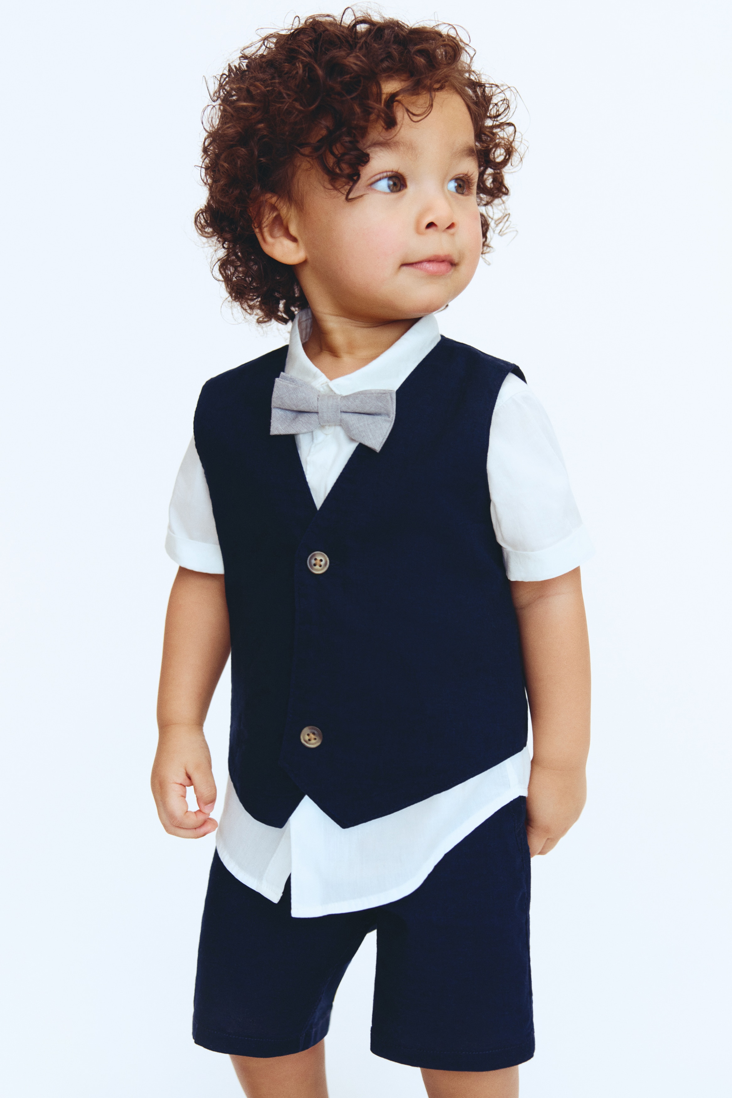 Set elegante in misto lino 4 pezzi - Blu navy/bianco/Beige chiaro/bianco/Verde kaki chiaro/bianco/Azzurro