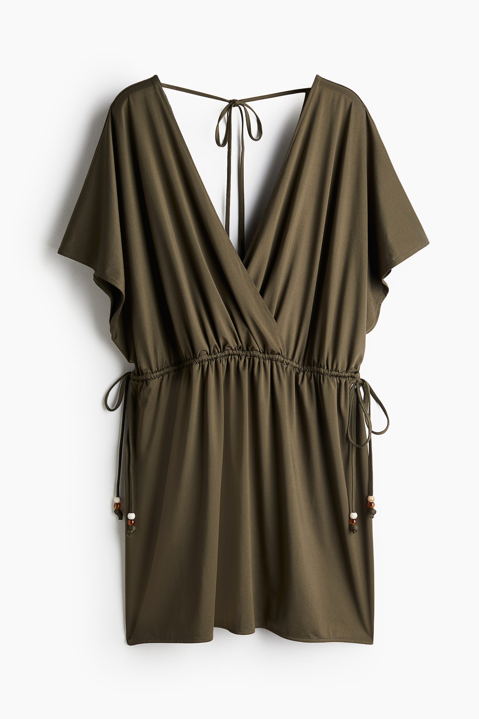 V-neck Beach Dress - Dark khaki green/Pale beige/Black/Brown - 2