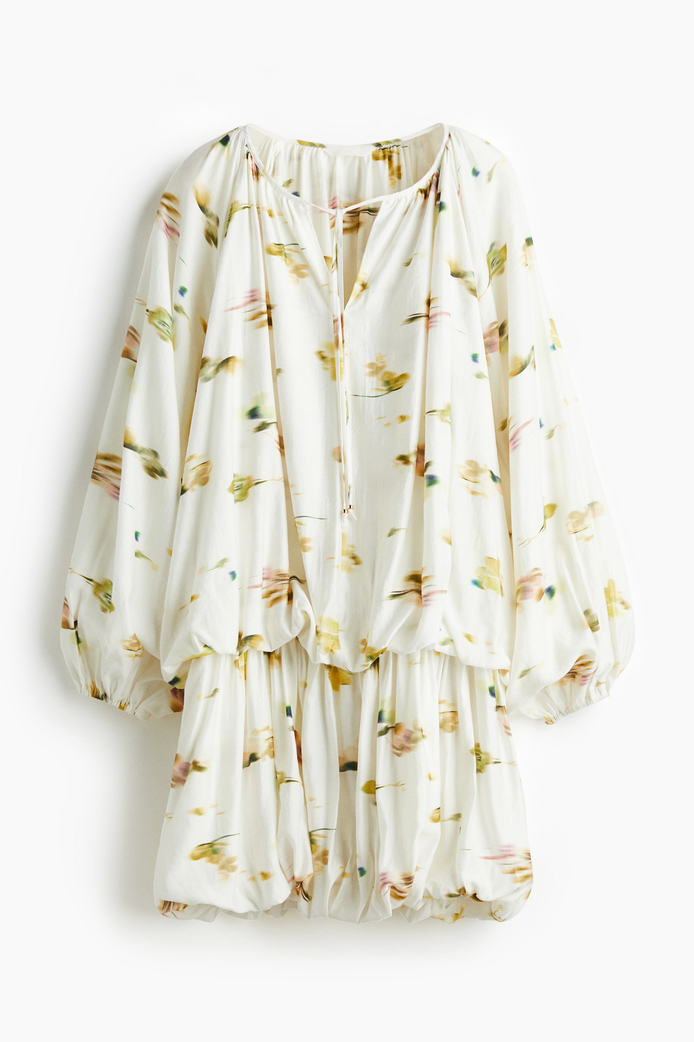 Bubble-hem dress - White/Patterned/White/Floral