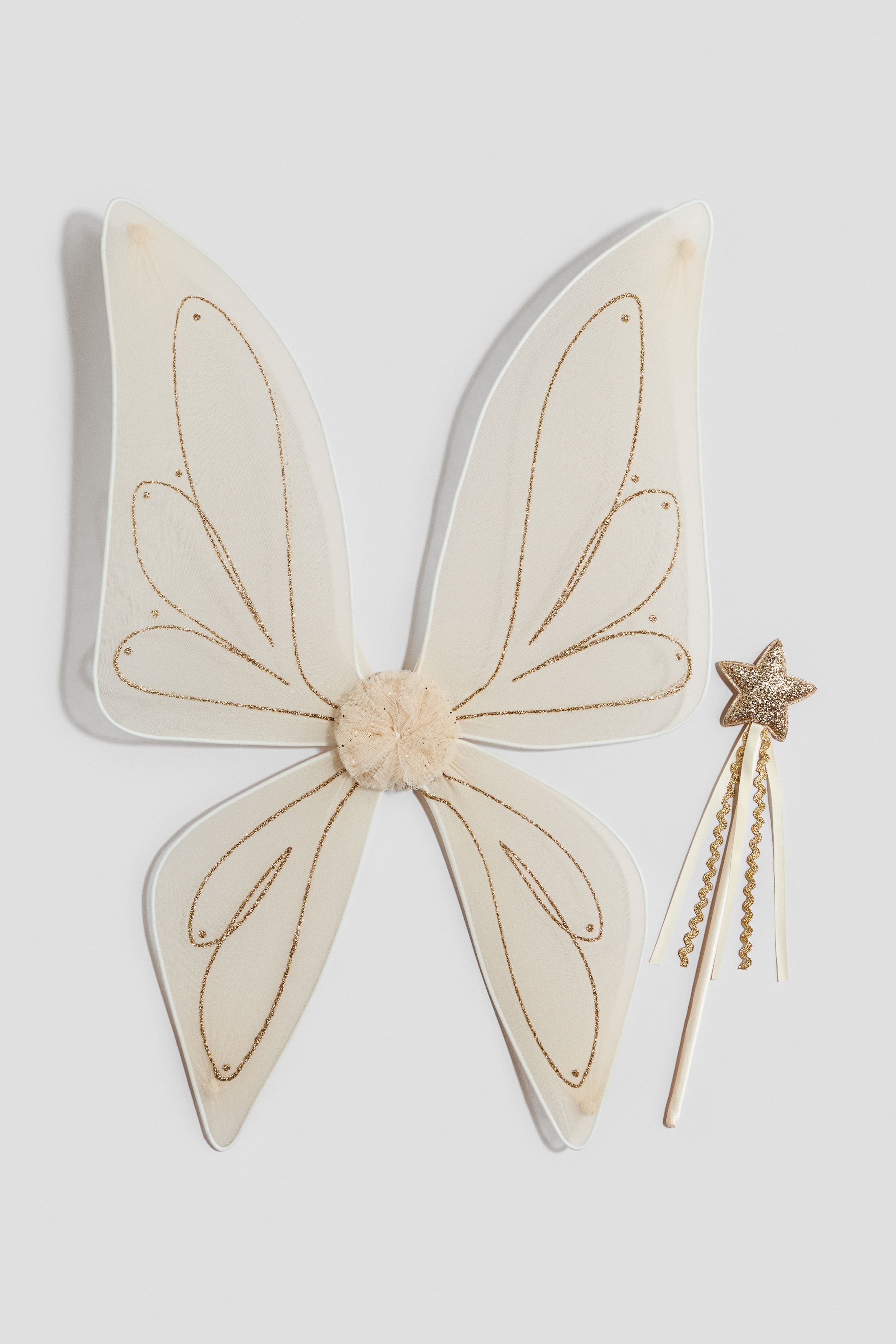 Déguisement 2 pièces avec ailes - Beige clair/doré