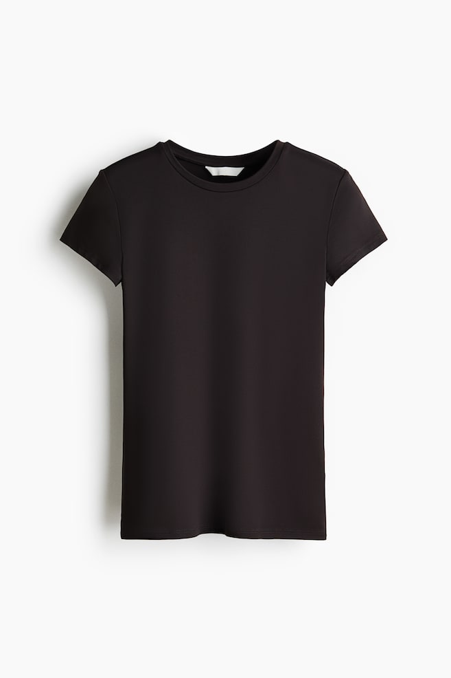Fitted Microfiber T-shirt - Dark brown/White/Black/Light dusty blue/Dusty pink/Pale yellow/Dark brown/Light beige/Dark brown/Light gray/Navy blue/Light beige - 1