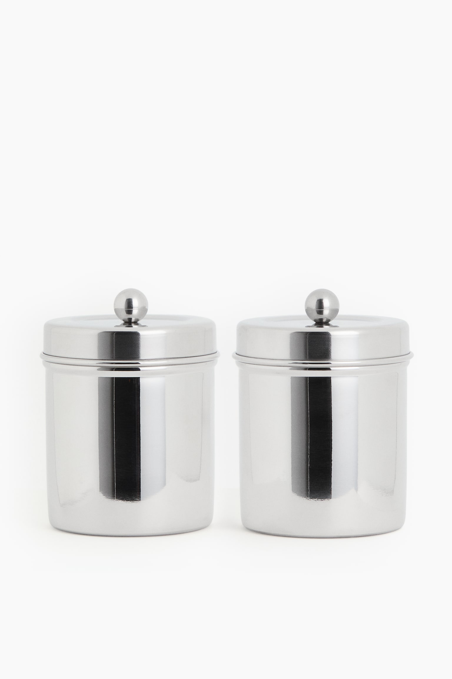2-pack small stainless steel canisters - Silver-coloured