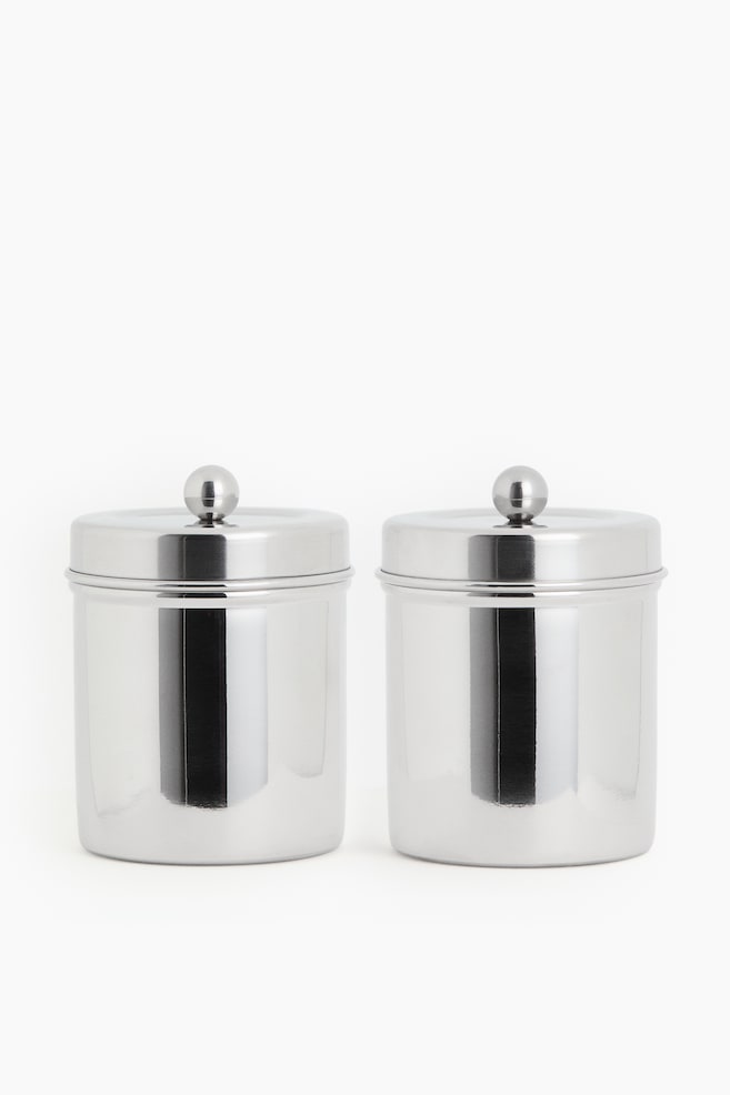 2-Pack Small Stainless Steel Canisters - Silver-colored - 1