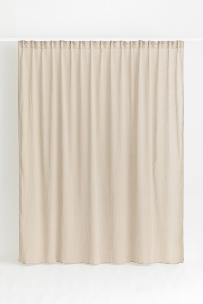 1-pack wide linen-blend curtain length - Lys gråbeige/Hvid/Gul - 3