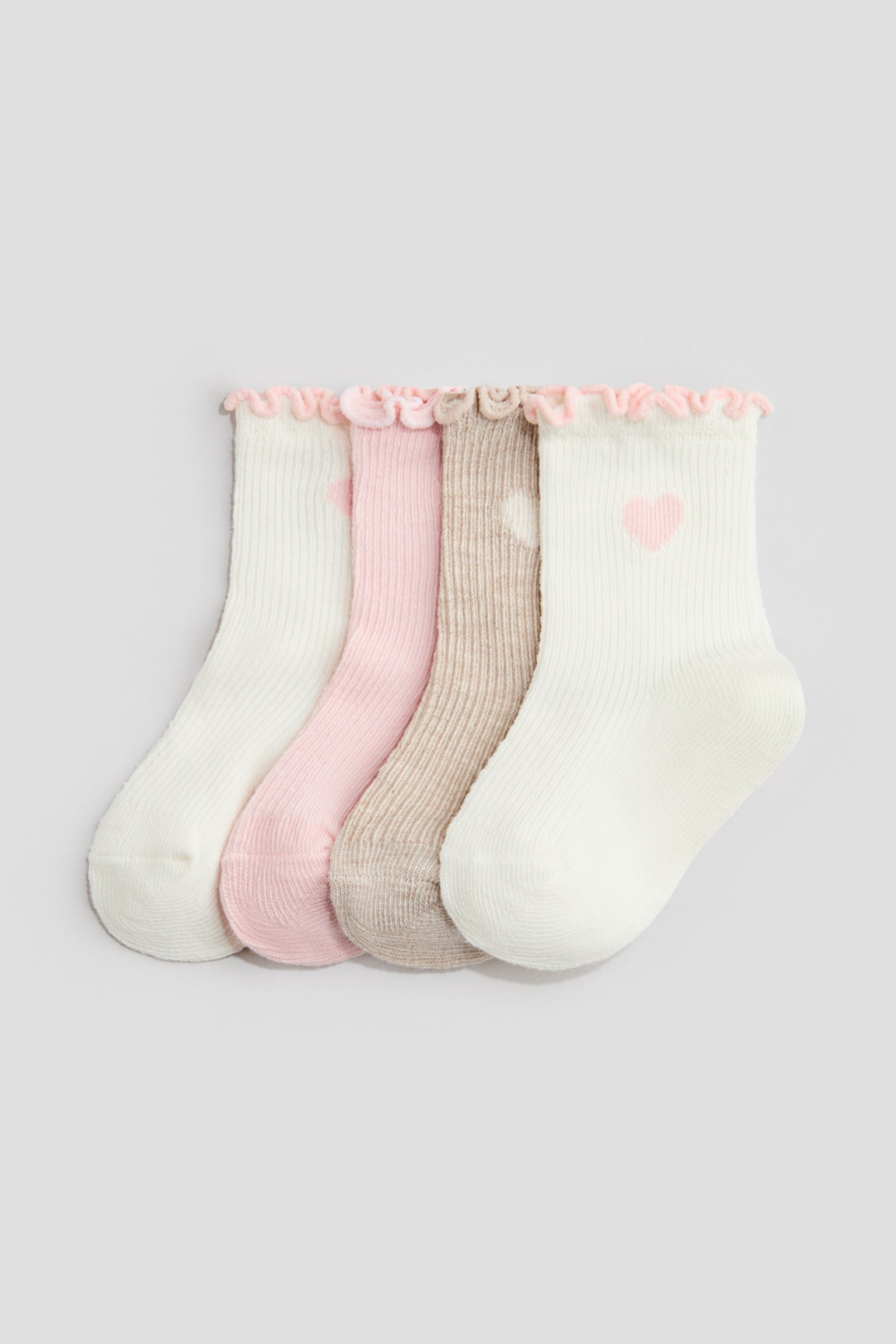 4-pack Calcetines overlocked - Rosa claro/Corazones/Azul claro/Fresas