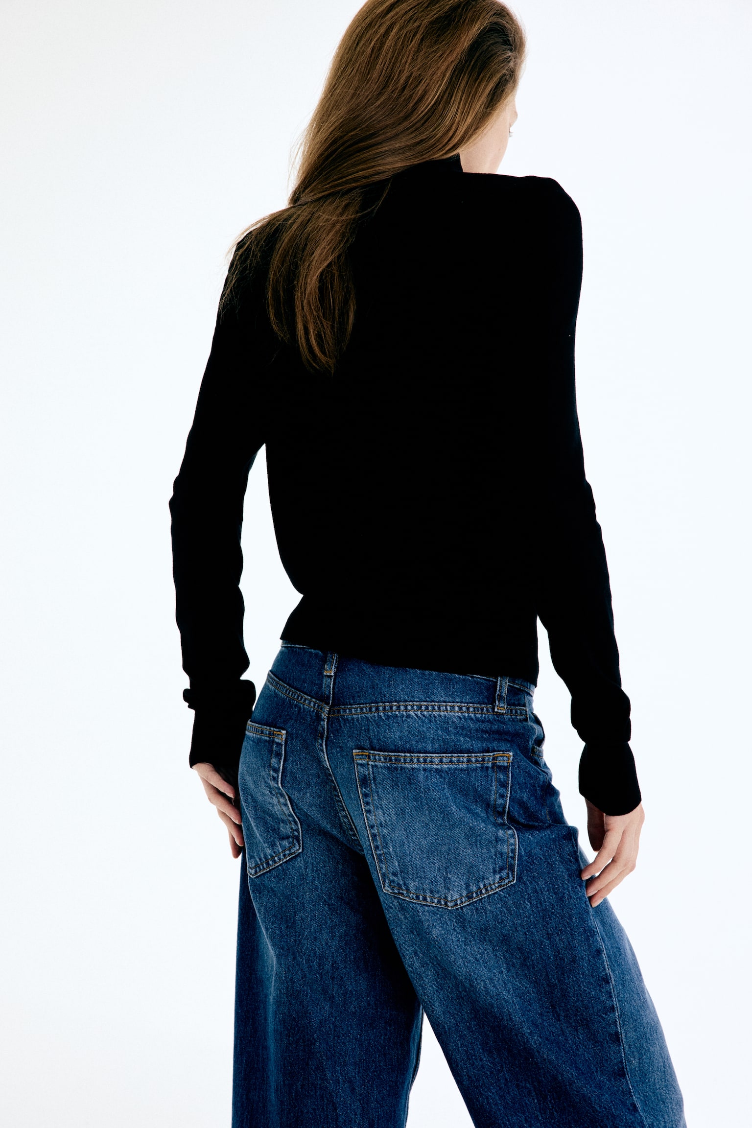 Женские джинсы H&M Wide High Waist Ankle, цвет: Тёмный джинсовый синий — фото 4