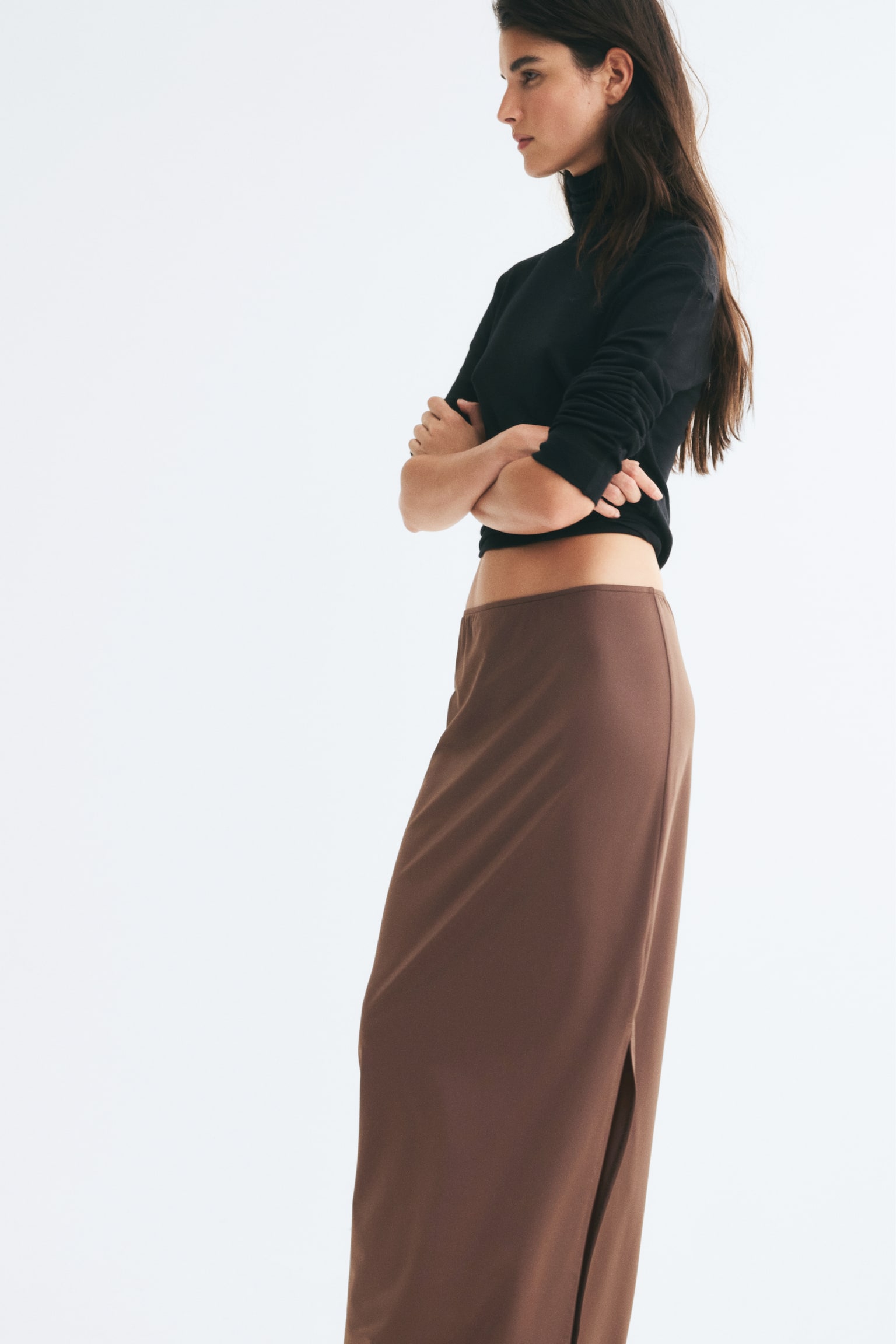 Женская юбка H&M Long Jersey Skirt, цвет: Тёмный коричневый — фото 3