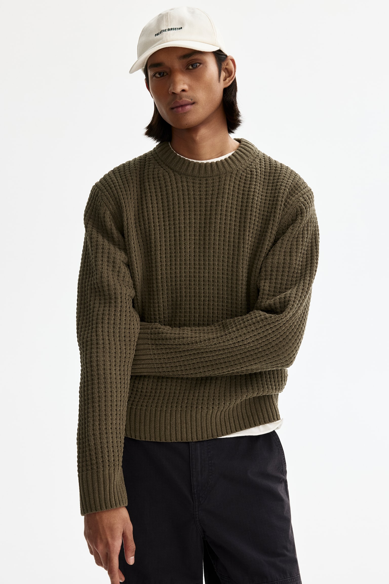 Regular Fit Jumper - Khaki green/Cream/Dark blue - 1