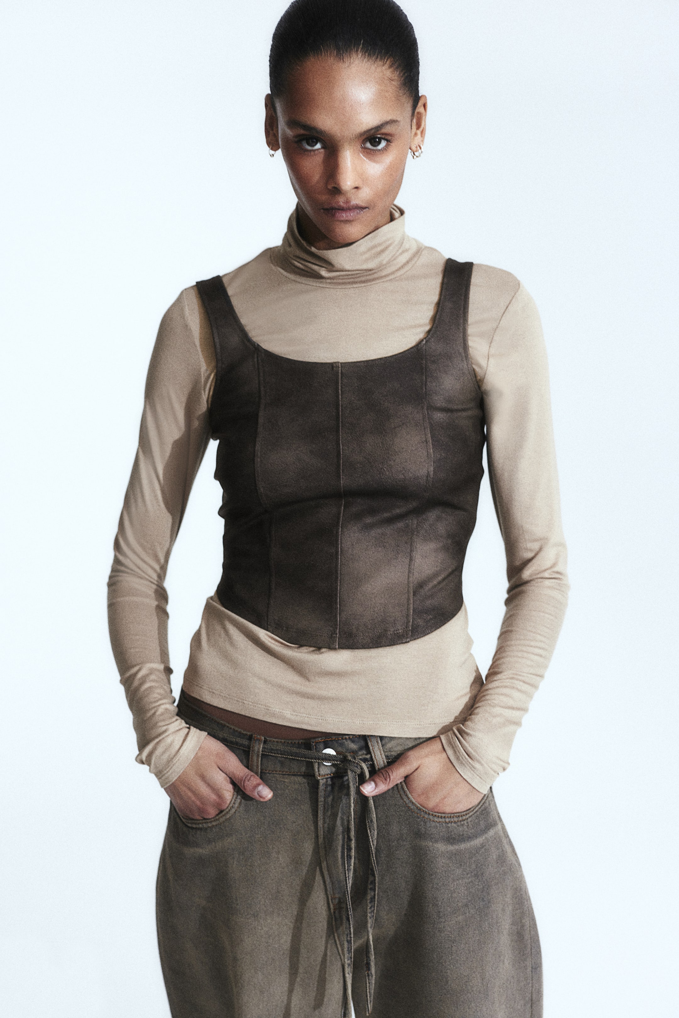 Coated Corset-style Top