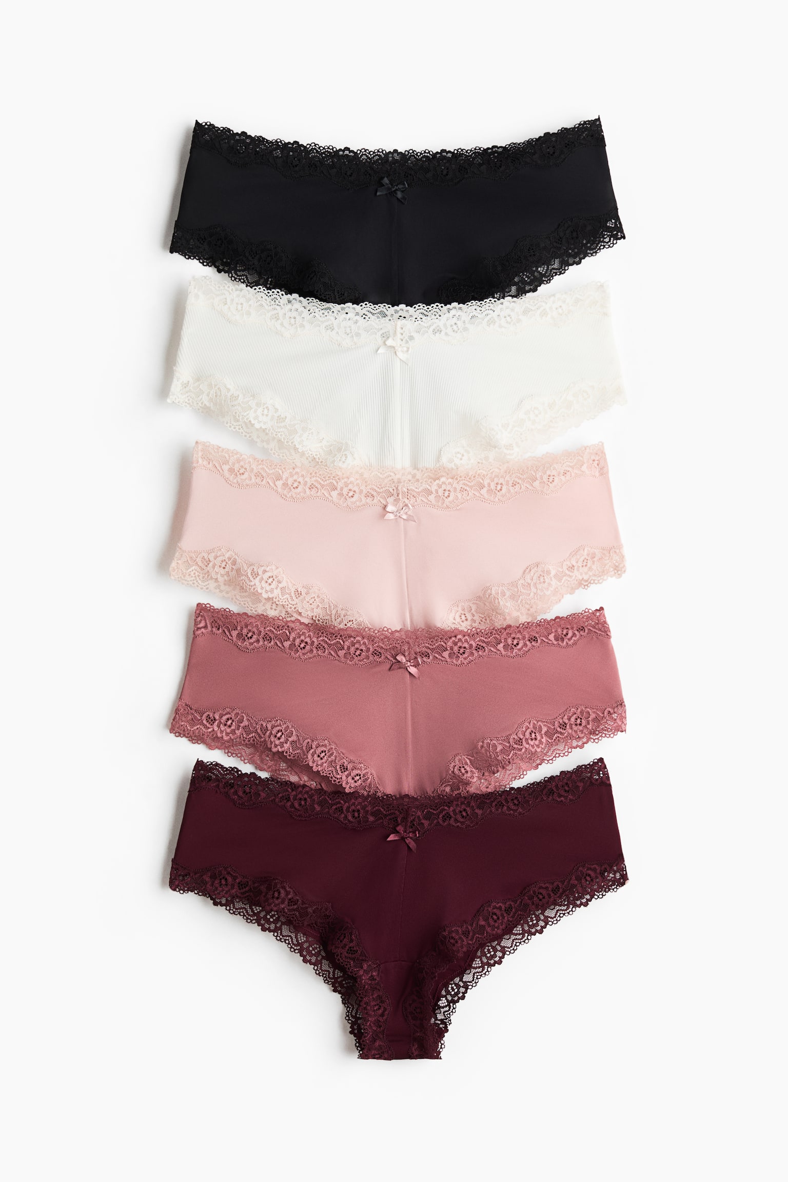 5-pack microfibre hipster briefs - Burgundy/Dusty pink/Light pink/Black