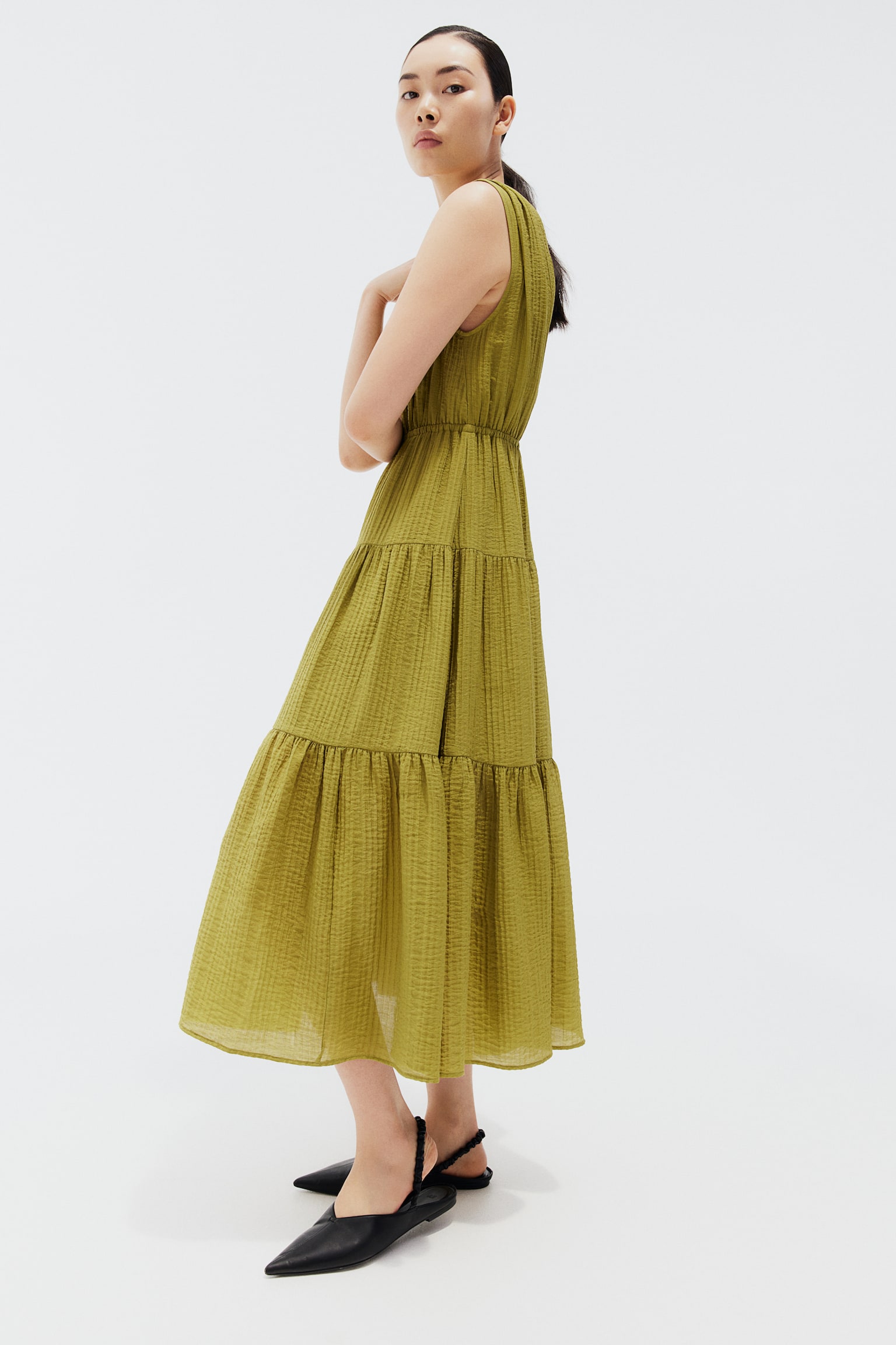 Tiered dress - Olive green/Light blue/Light yellow - 6