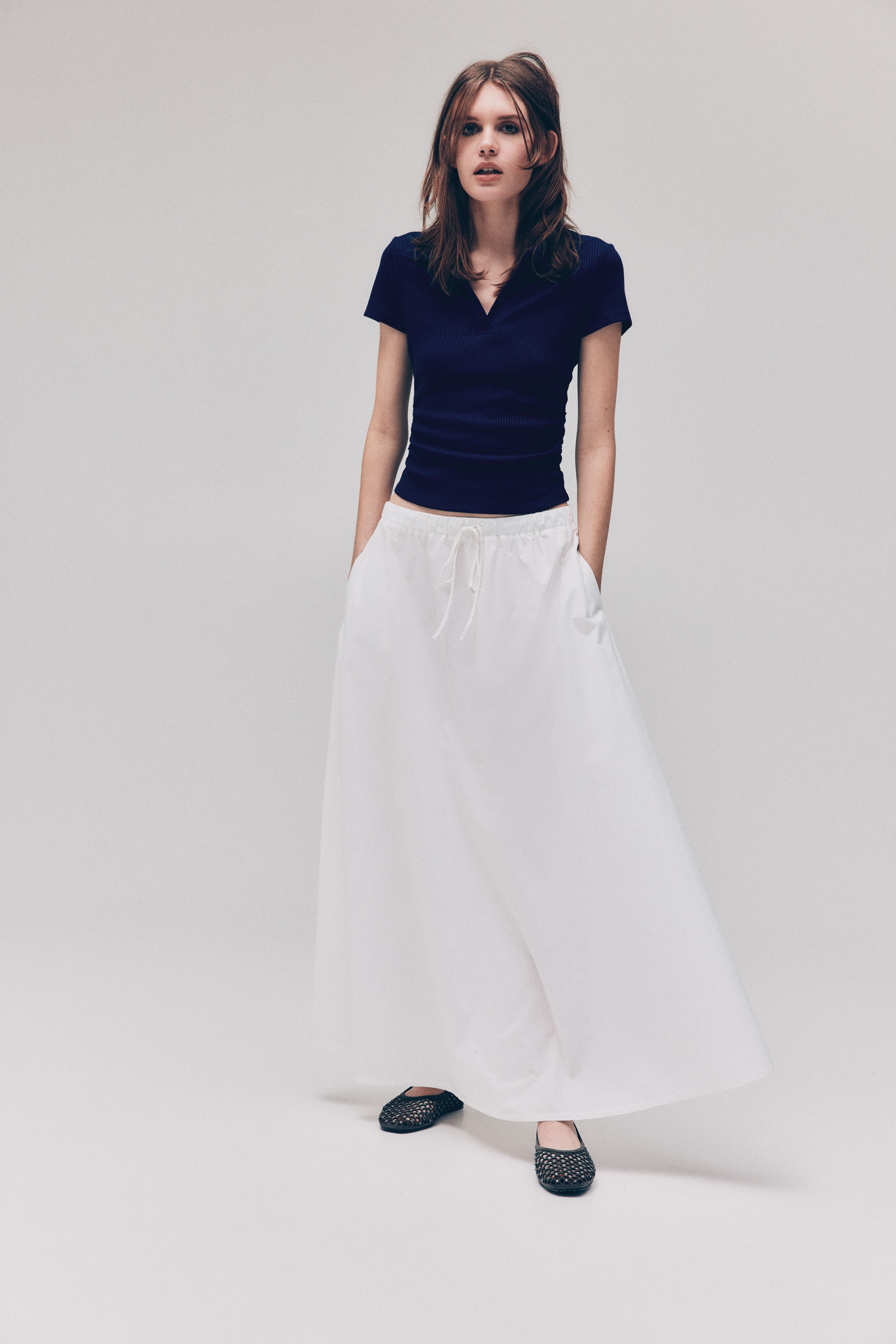 Ribbed collared top