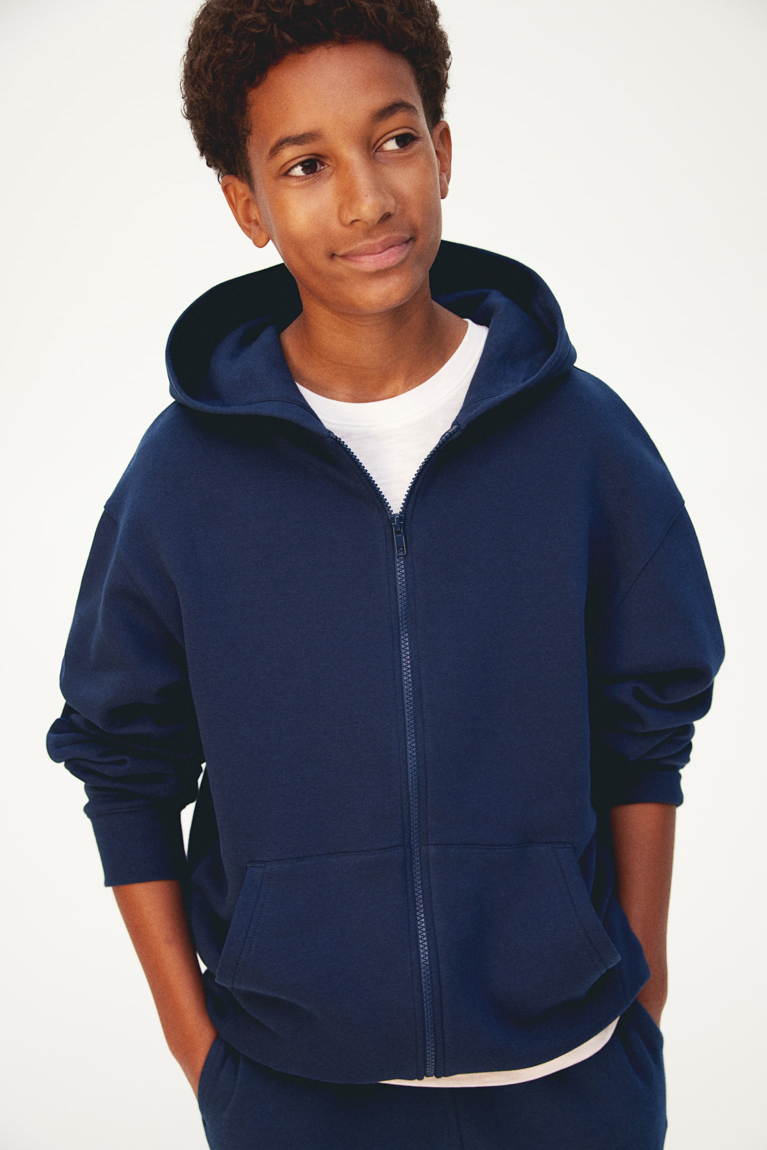 Zip-through hoodie - Dark blue/Dark mole/Black/Light beige/Light grey marl - 3