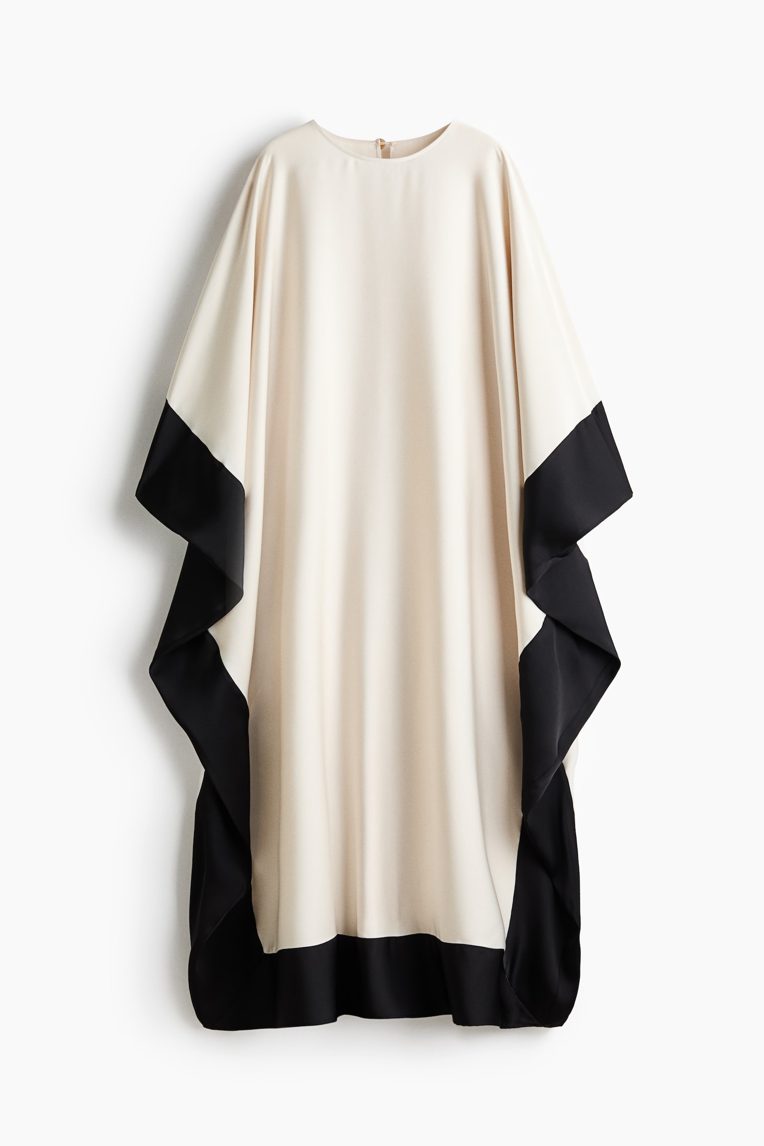 Satin kaftan dress - Cream/Black/Light beige/Floral - 2