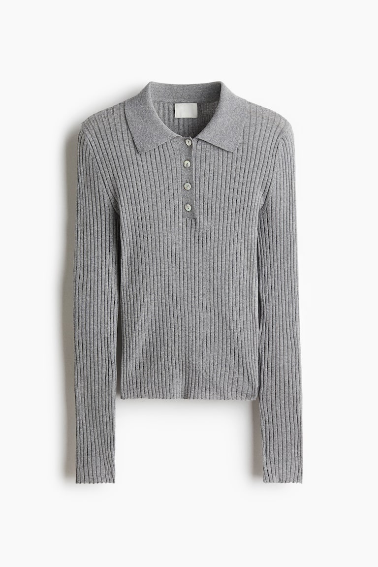 Rib-knit polo shirt