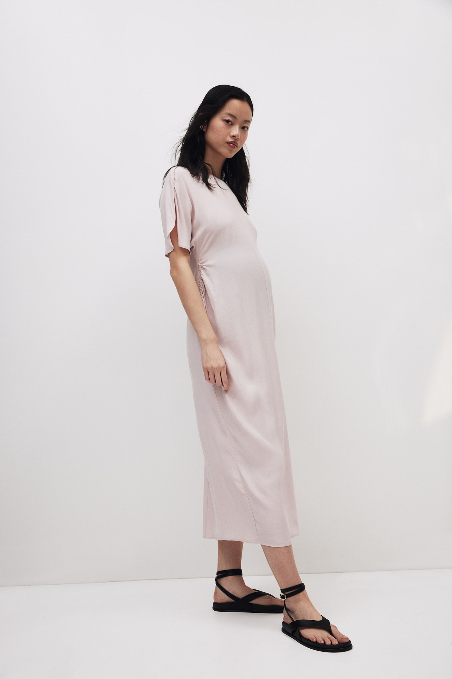 MAMA Viscose dress - Powder pink/Black - 4