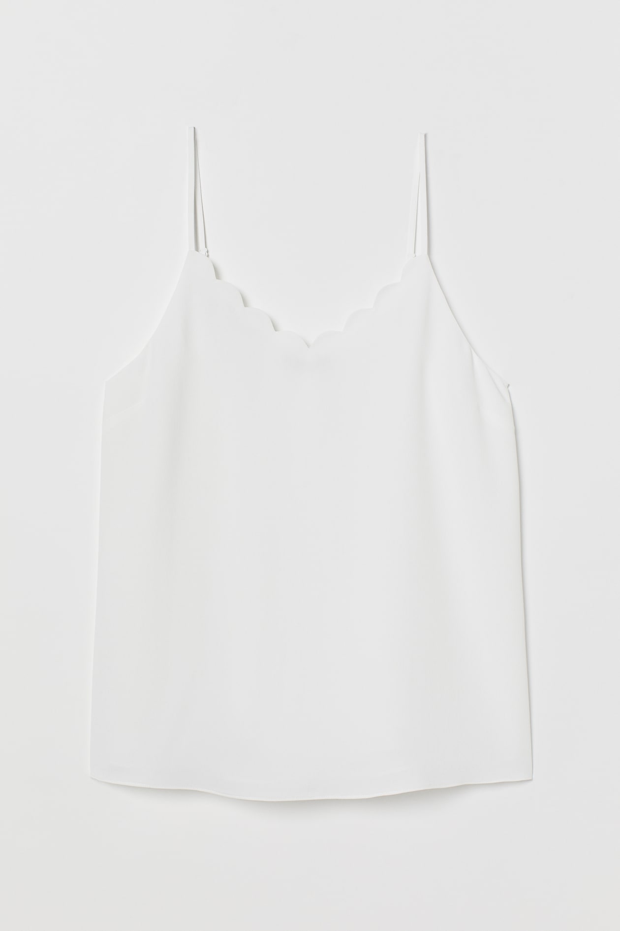 Scallop-trimmed Camisole Top - V-neck - Sleeveless - White - Ladies | H ...