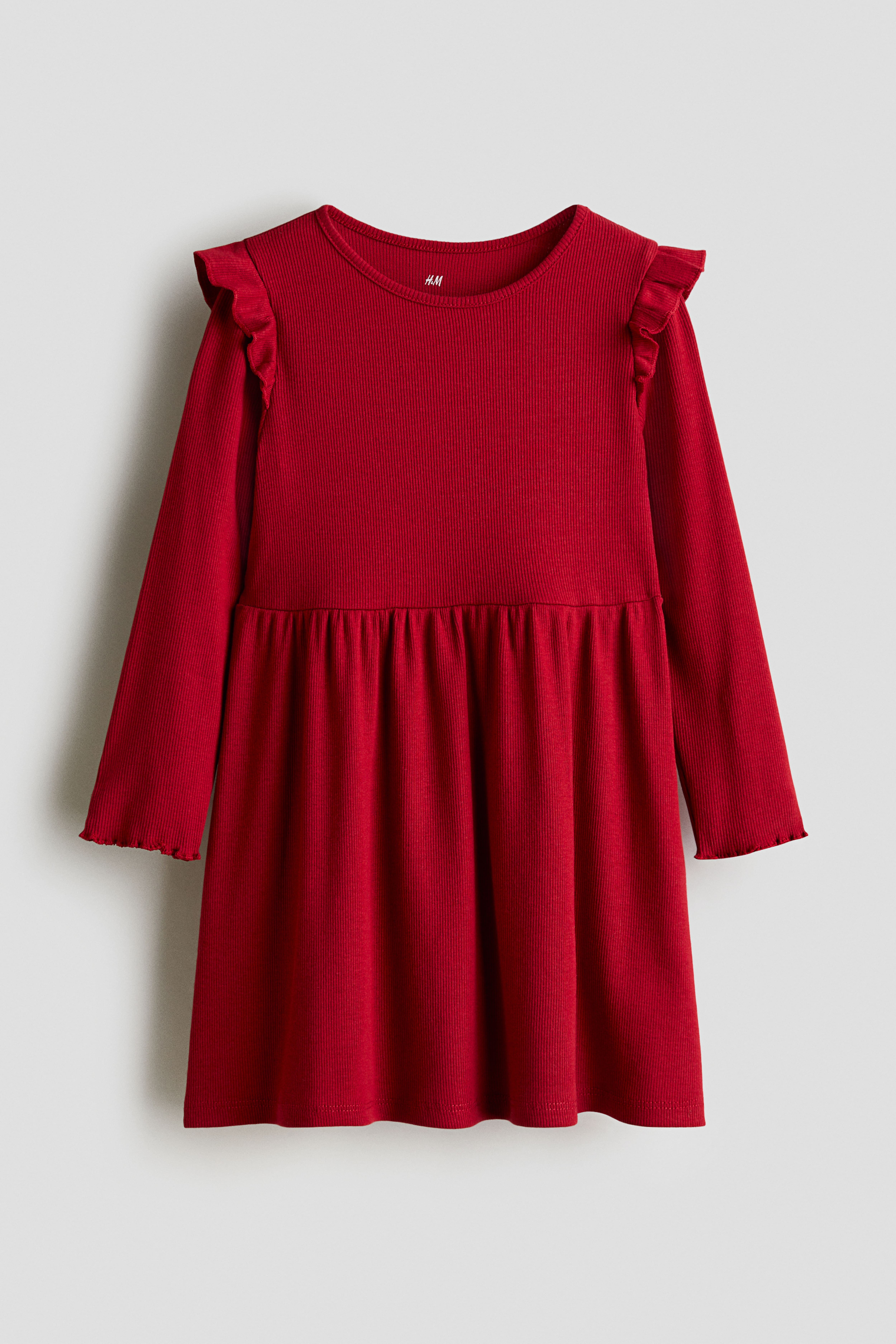 Rib-Knit Dress with Ruffles
