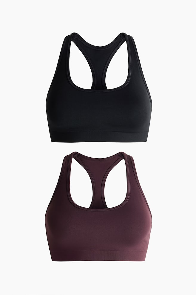 Set van 2 seamless sport-bh's met DryMove™ - Chocopruimenpaars/zwart/Poederroze/Wit/turkoois - 1