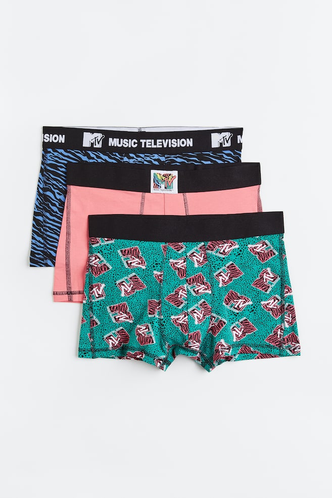 3-pack cotton short trunks - Light pink/MTV/Turquoise/Rick and Morty/Black/The Simpsons/Turquoise/SpongeBob