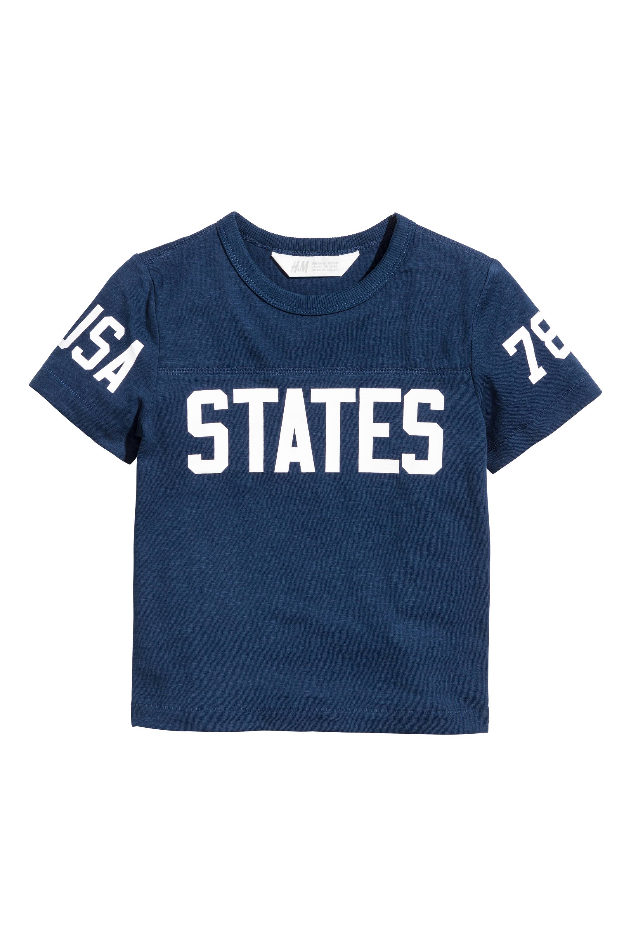 View larger image: Printed T-shirt - Dark blue - Kids | H&M GB 1