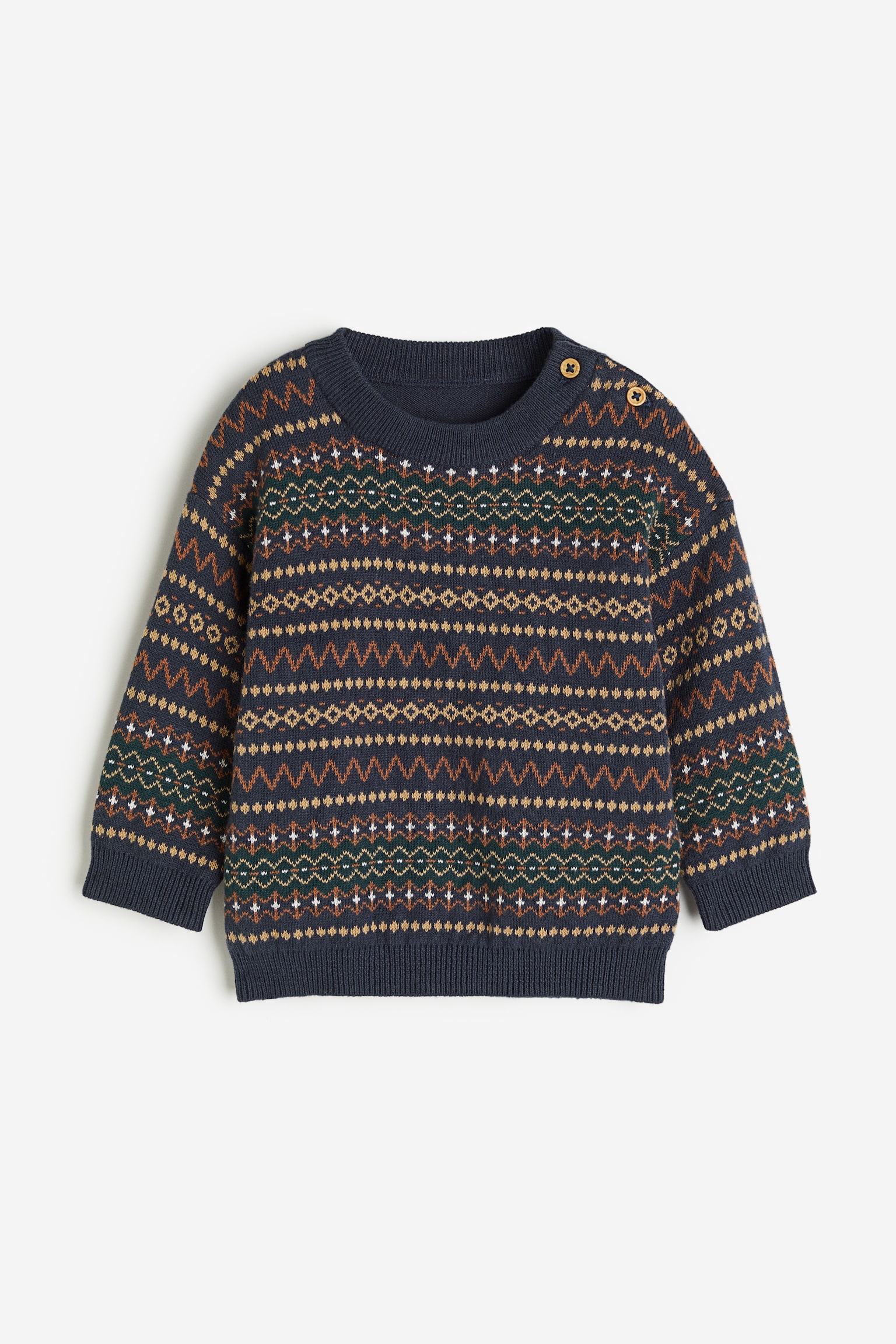 Jacquard Knit Sweater - Dark blue/Pattern/Grey/Pattern/Beige/Check - 1