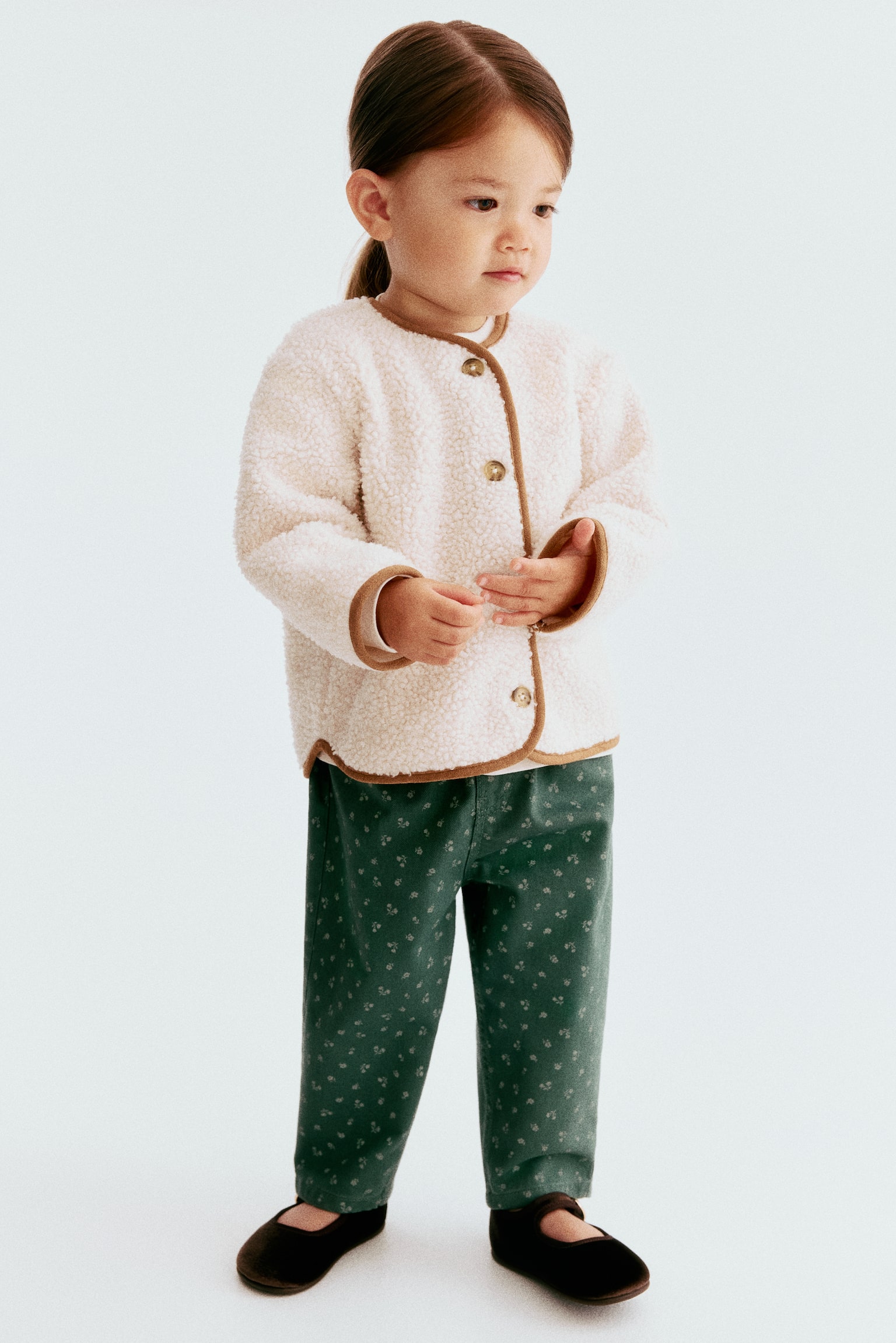 Baskılı Gabardin Pantolon - Yeşil/Çiçekli/Mor/Çiçekli - 1