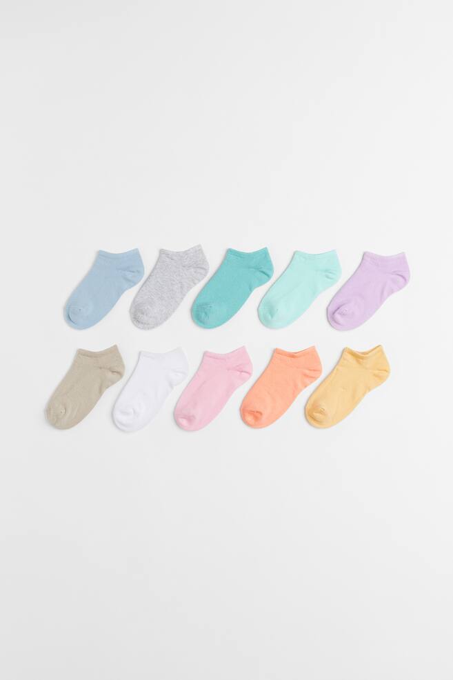 10-pack trainer socks - Light blue/Pastel colours/Black/Pink/Pink/White/Pink/Beige/Grey marl/dc/dc - 1