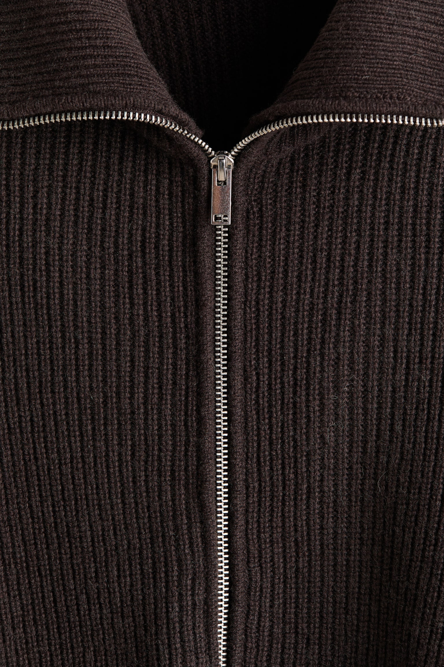 Мужской кардиган H&M Regular-Fit Wool with Zipper, цвет: Тёмный коричневый — фото 7