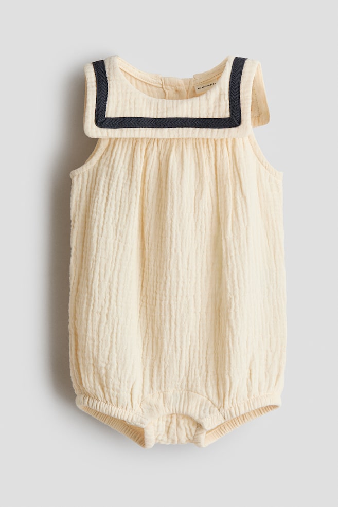 Cotton Sailor Romper Suit - Light beige - 1
