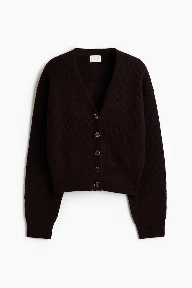 Ribgebreid vest - Donker aubergine/Roomwit - 1