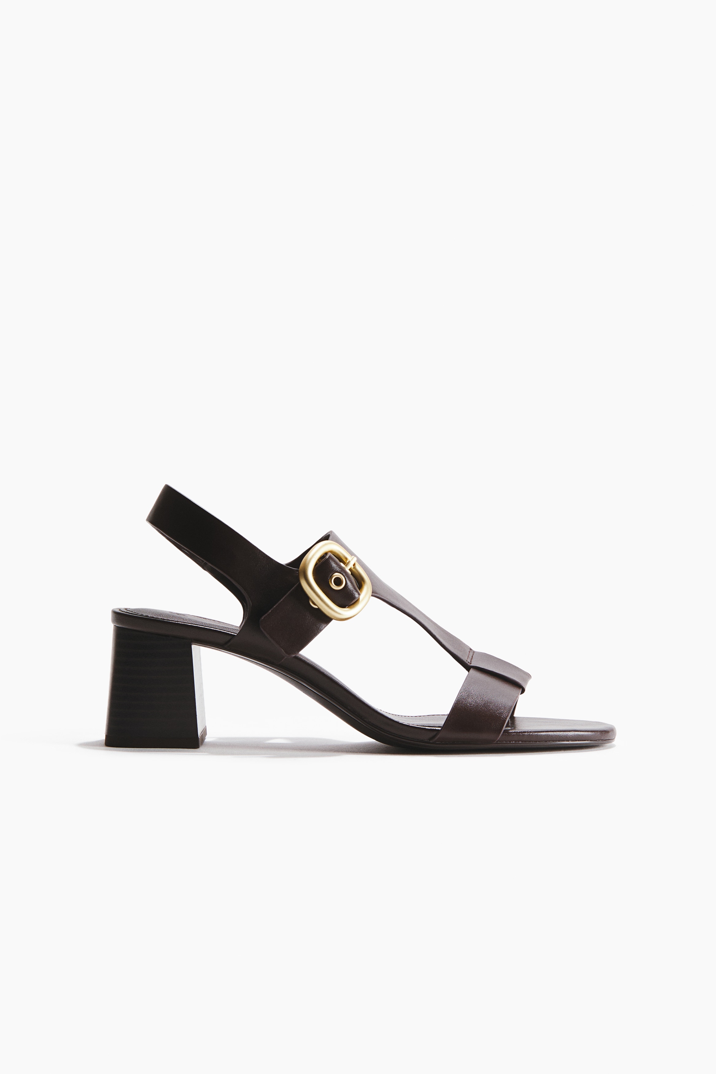 Sandalen met blokhak - Donkerbruin/Licht olijfgroen