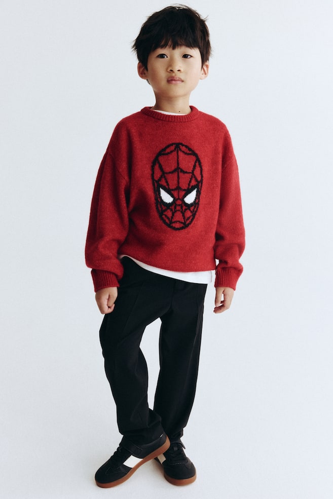 Jacquard-Knit Sweater-Red/Spider-Man - 5