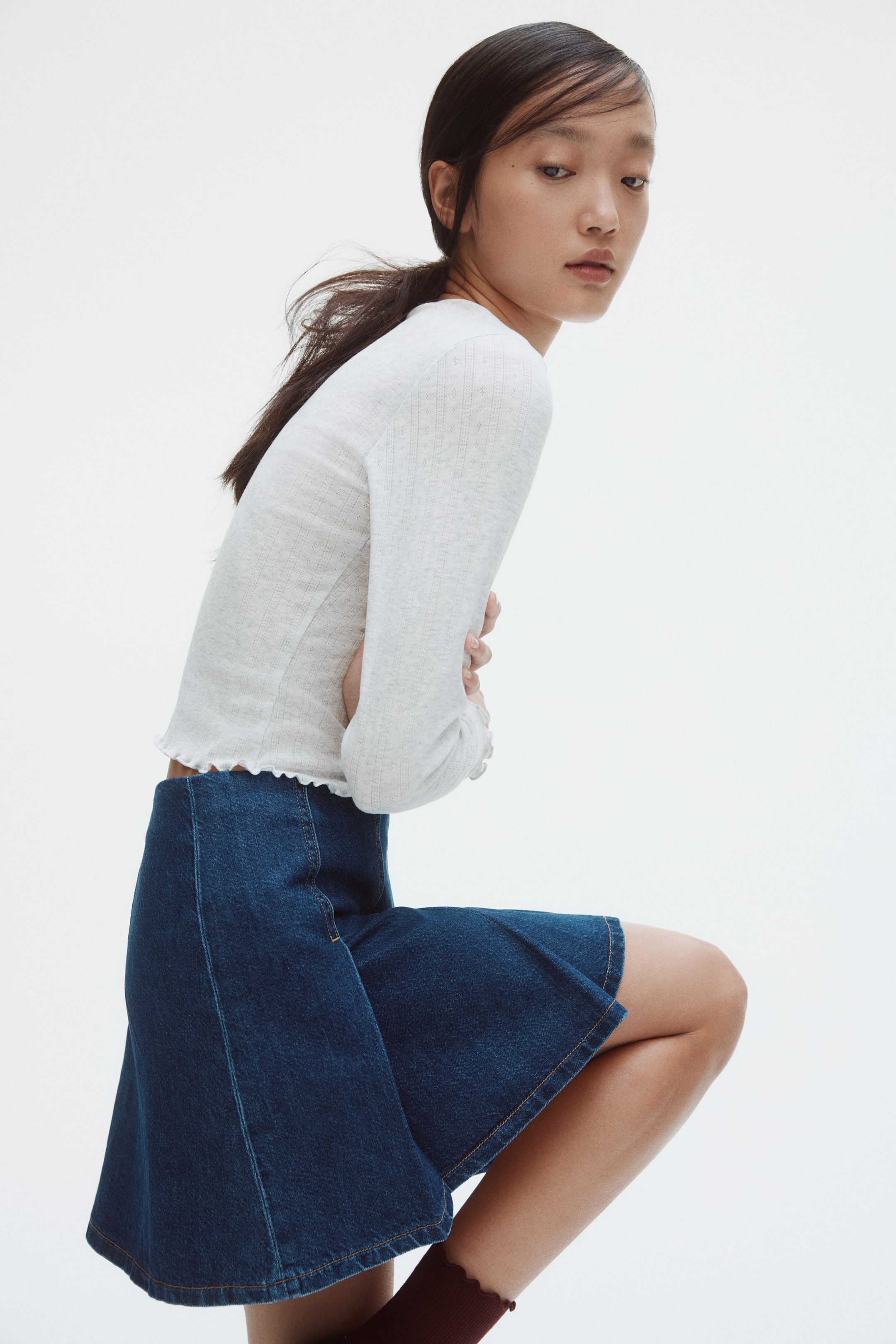 Xem ảnh lớn hơn: Áo cotton jersey - Màu xám nhạt đốm/Bambi - Ladies | H&M VN 5