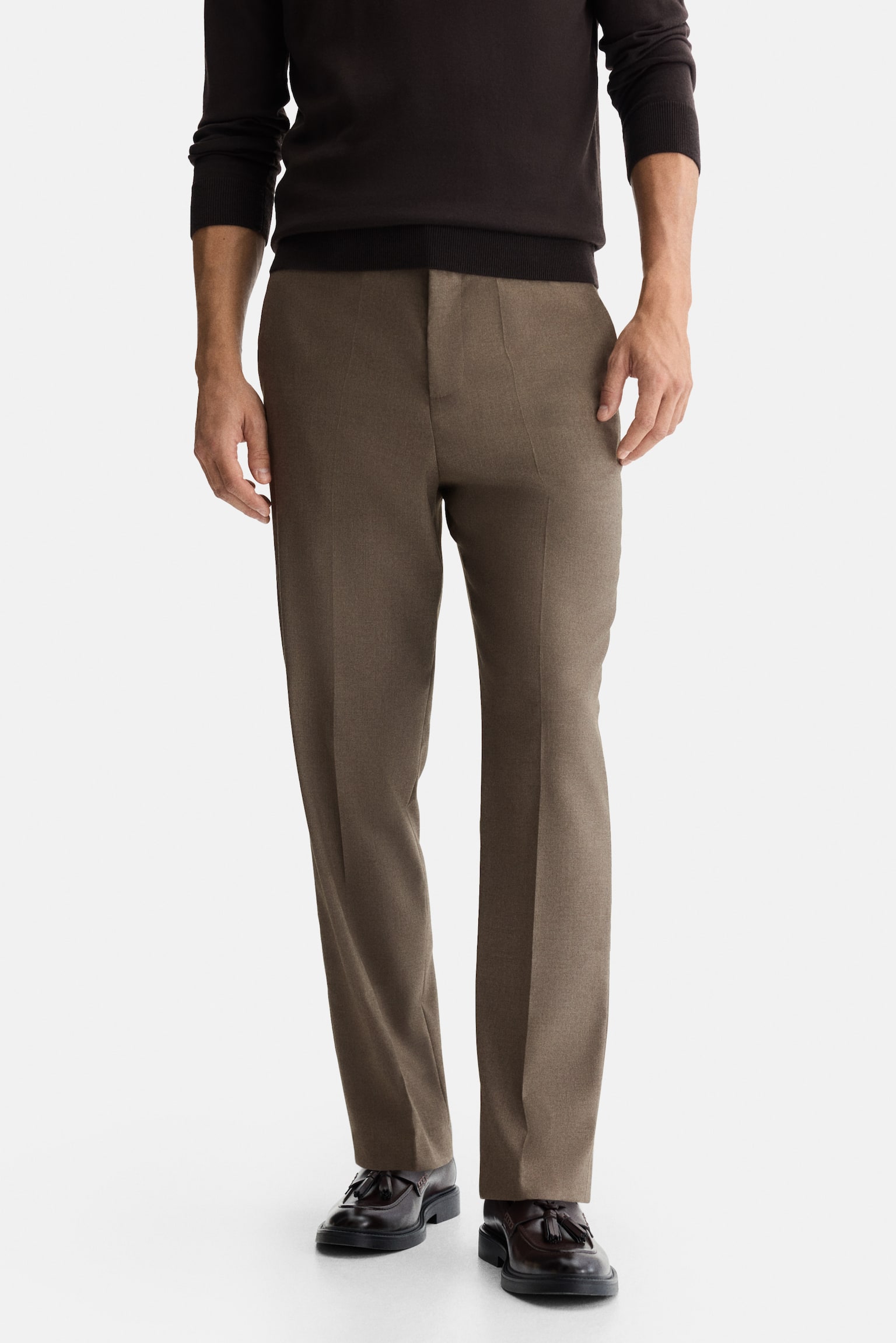 Pantalón de traje Regular Fit - Beige oscuro/Negro/Beige - 4