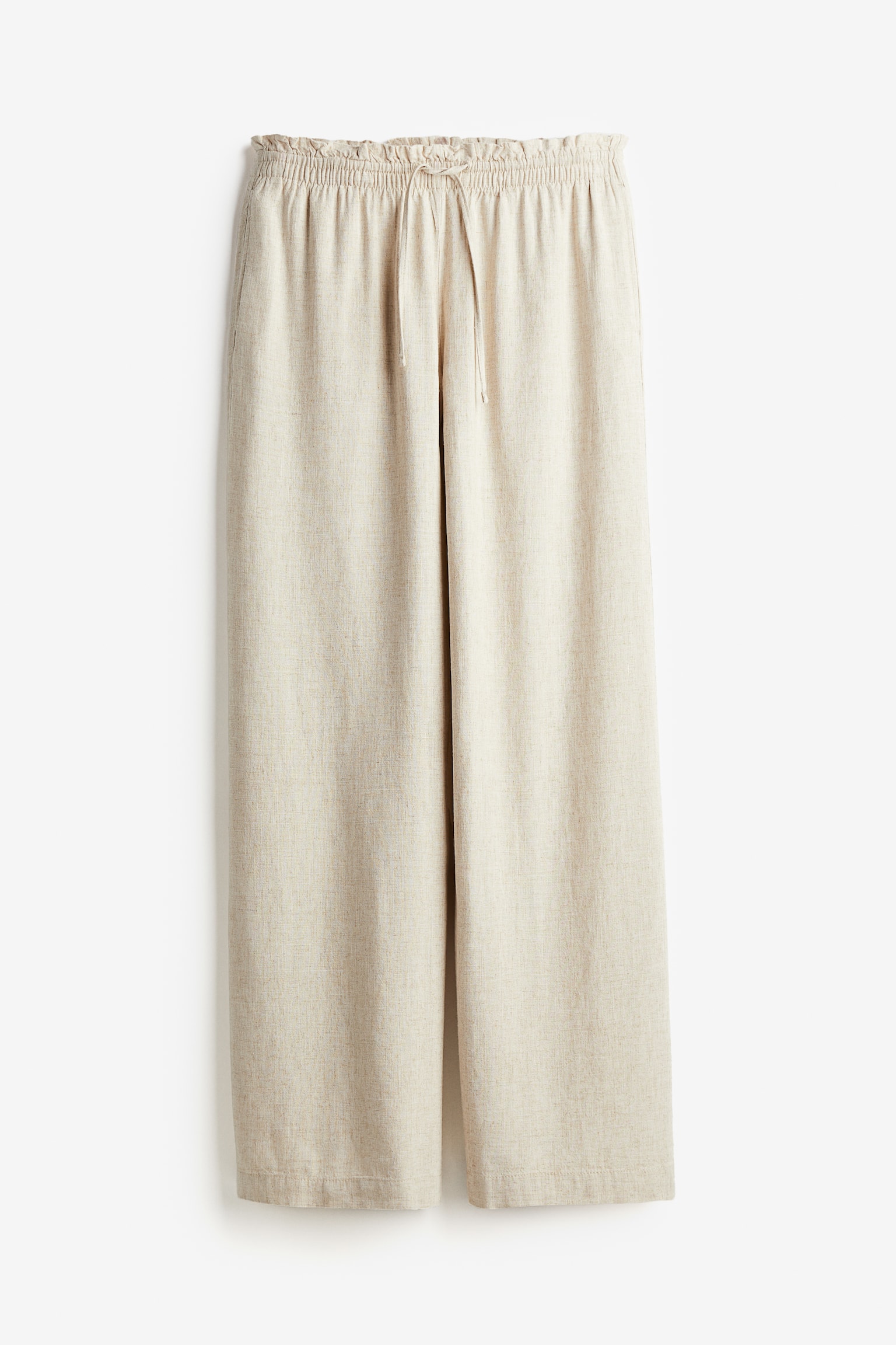 Linen Blend Pull On Pants - Light beige marle/Cream/Black - 2