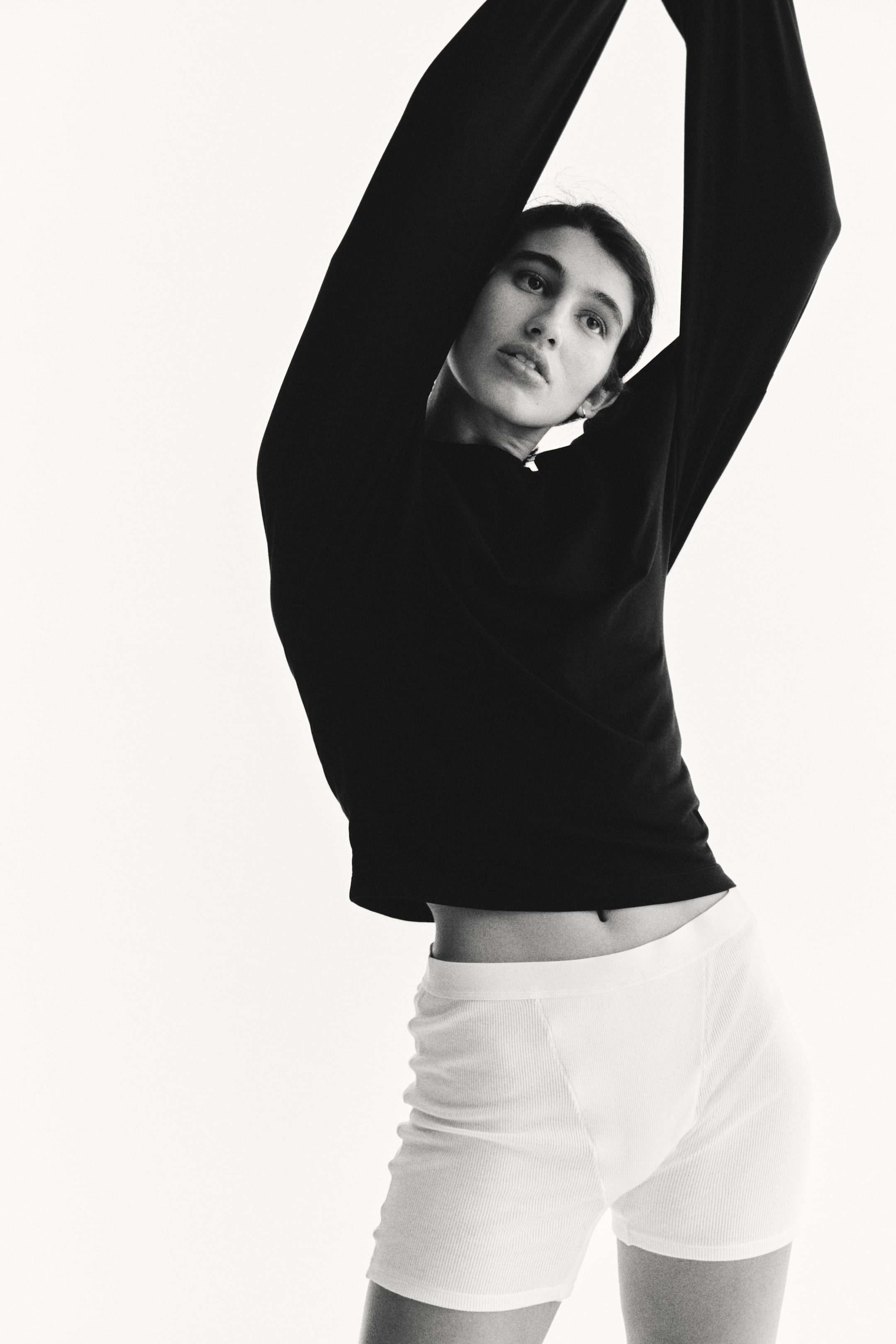 View larger image: Long-Sleeved Cotton Top - Black - Ladies | H&M US 1