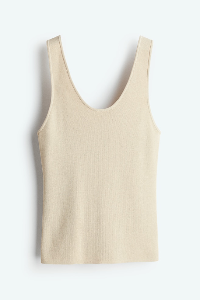 Knitted vest top - Beige/White/Light yellow/Dark brown/Lime green - 1