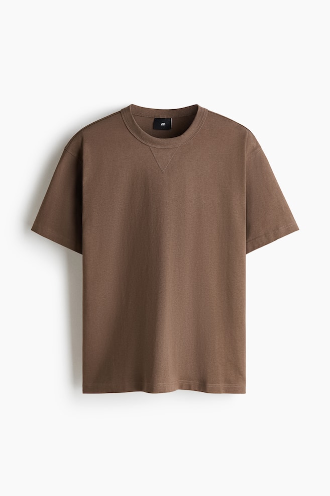 Loose-Fit T-Shirt - Dark taupe/Black/White/Light gray melange - 1