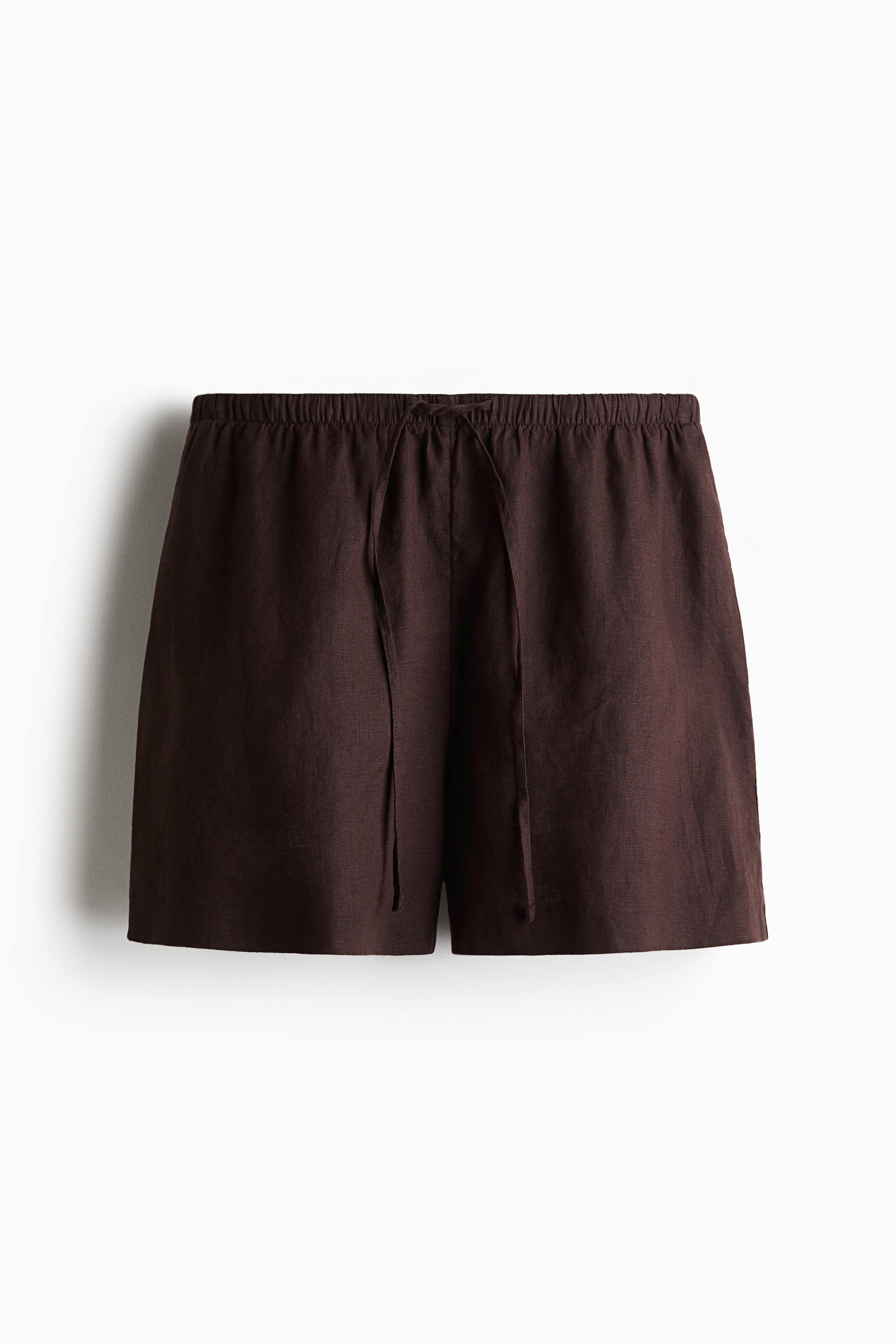 Linen drawstring shorts - Dark brown/Black/Light beige/Blue/Stripe