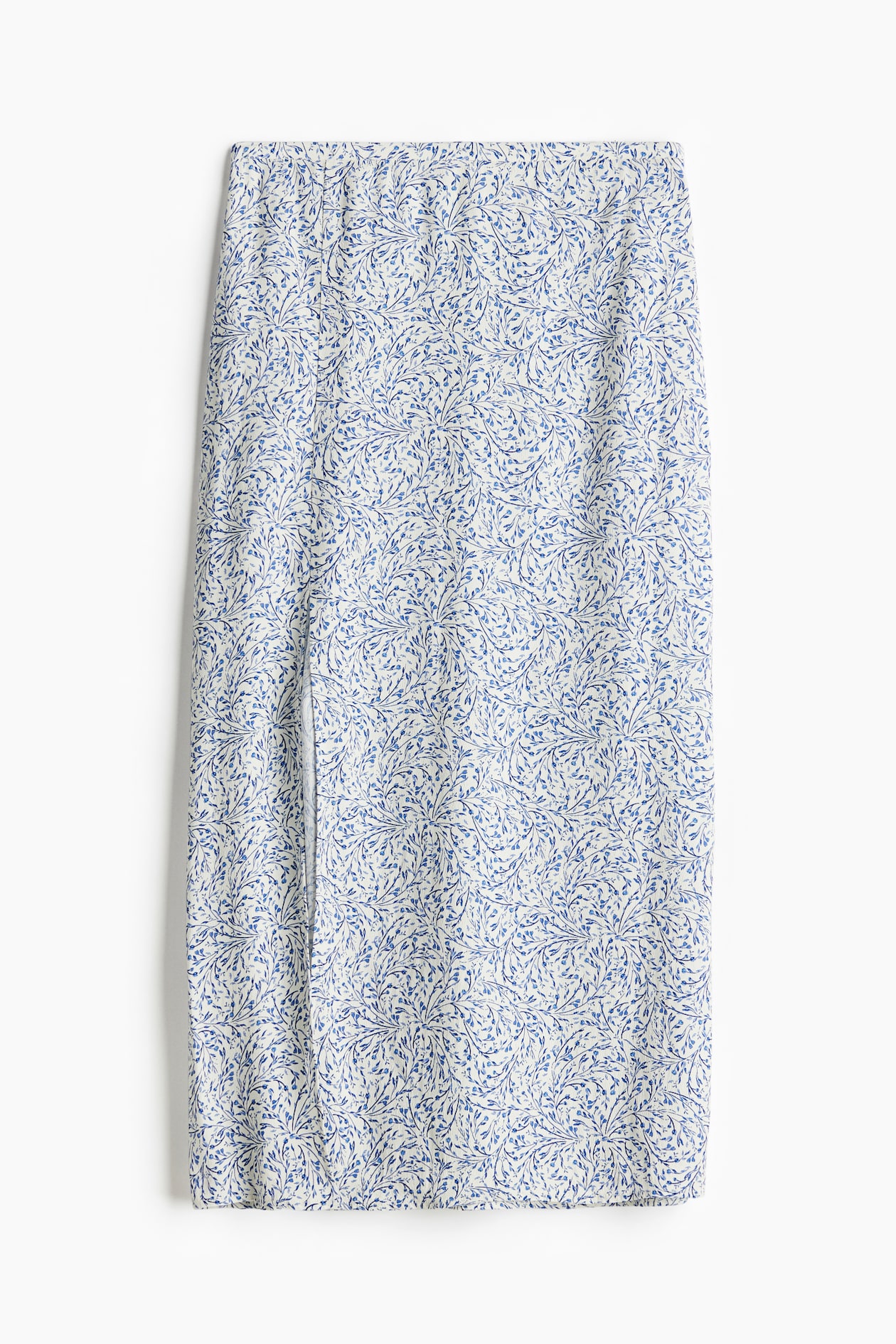 Crepe White Skater Skirt Midi Crêped Skirt White/blue Floral Ladies