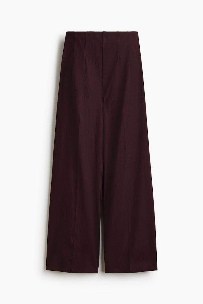 Wide-Leg Pull-On Pants - Dark brown/Cream/Rust brown - 1